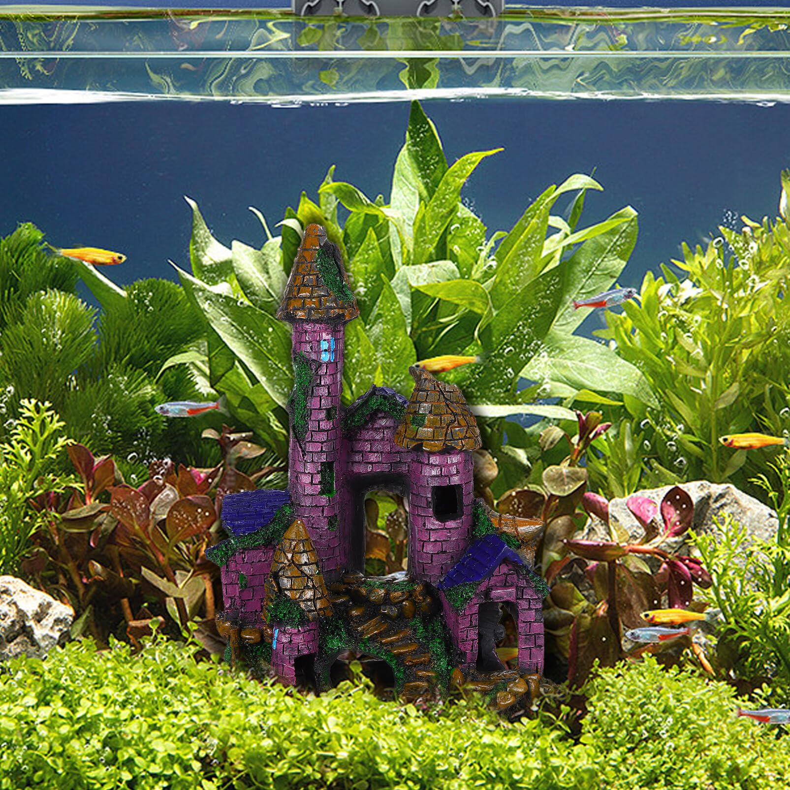 Premium Resin Aquarium Castle Decor - Large Fish Tank Cave Hideout for Betta, Goldfish & Tropical Fish | Underwater Decorations for Home & Office Aquariums