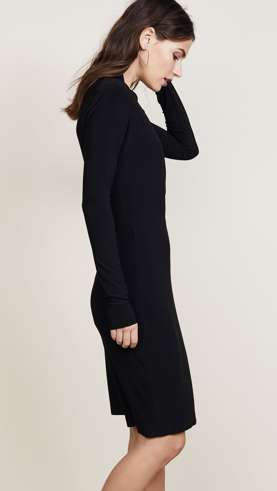Norma Kamali Women's Long Sleeve Side Draped Dress - Elegant Wrap Style for Evening Parties, Weddings & Special Occasions