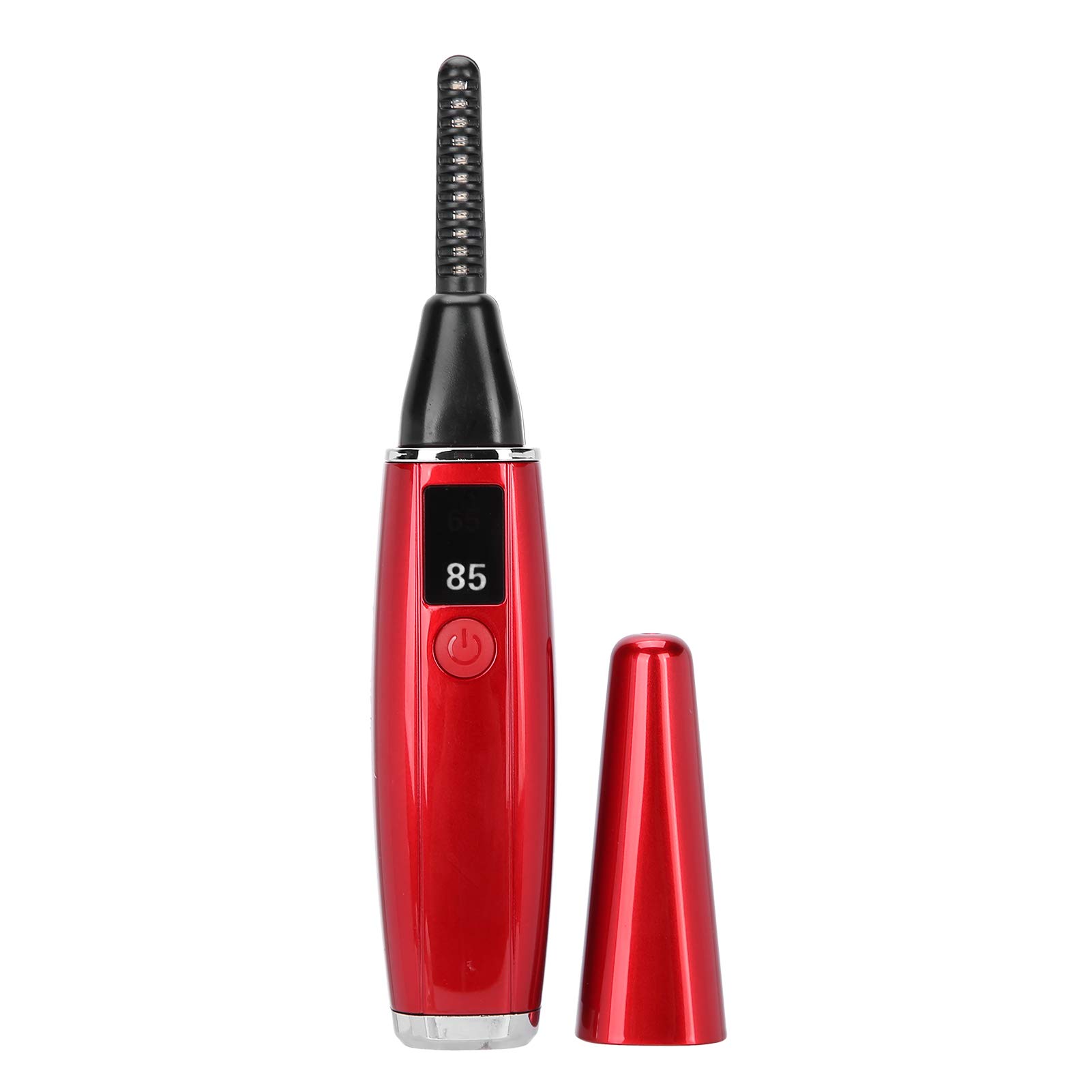 EXCLUZO Compact Electric Heated Eyelash Curler - Portable Travel-Friendly Lash Curling Tool for Home & Professional Use | Perfect for Daily Makeup & Special Occasions (JM01 Red)