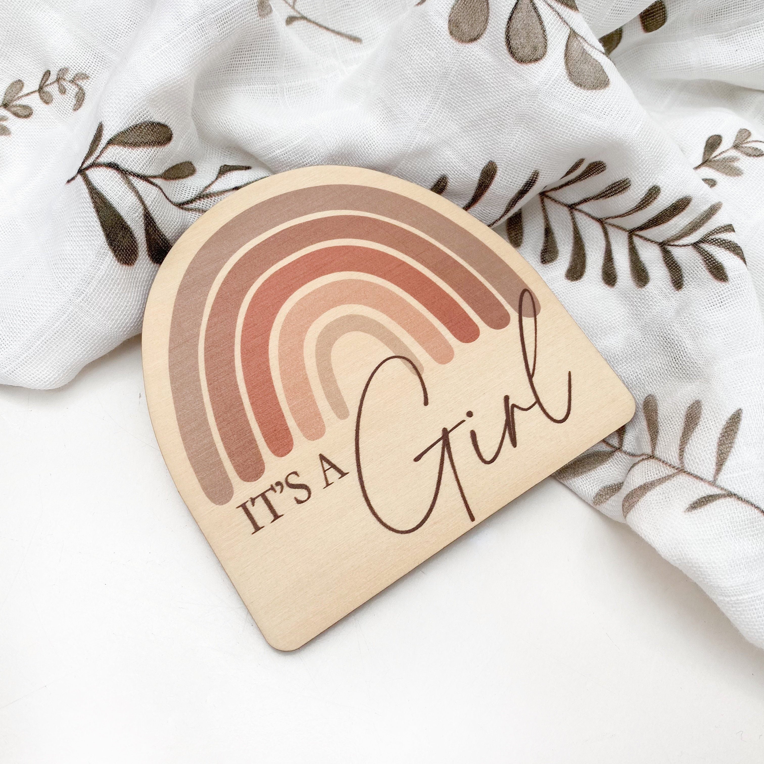Personalized Timber Baby Announcement Milestone Plaques - Rainbow Series for Newborn Photo Props, Nursery Decor & Gender Reveal Gifts
