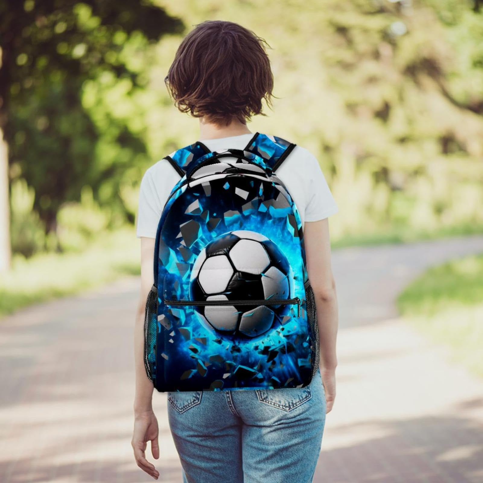 FVQL Kids Backpack with Football Design - Durable School Backpack for Boys & Girls - Perfect for School, Sports & Travel
