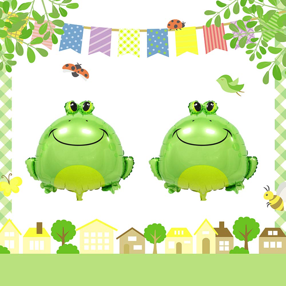Large Green Frog Foil Balloons (25.6 Inch, 5PCS) - Cute Inflatable Mylar Frog Balloons for Baby Showers, Animal Themed Parties, Birthday Decorations - Perfect for Jungle-Themed Events, Kids' Room Decor, and Outdoor Celebrations