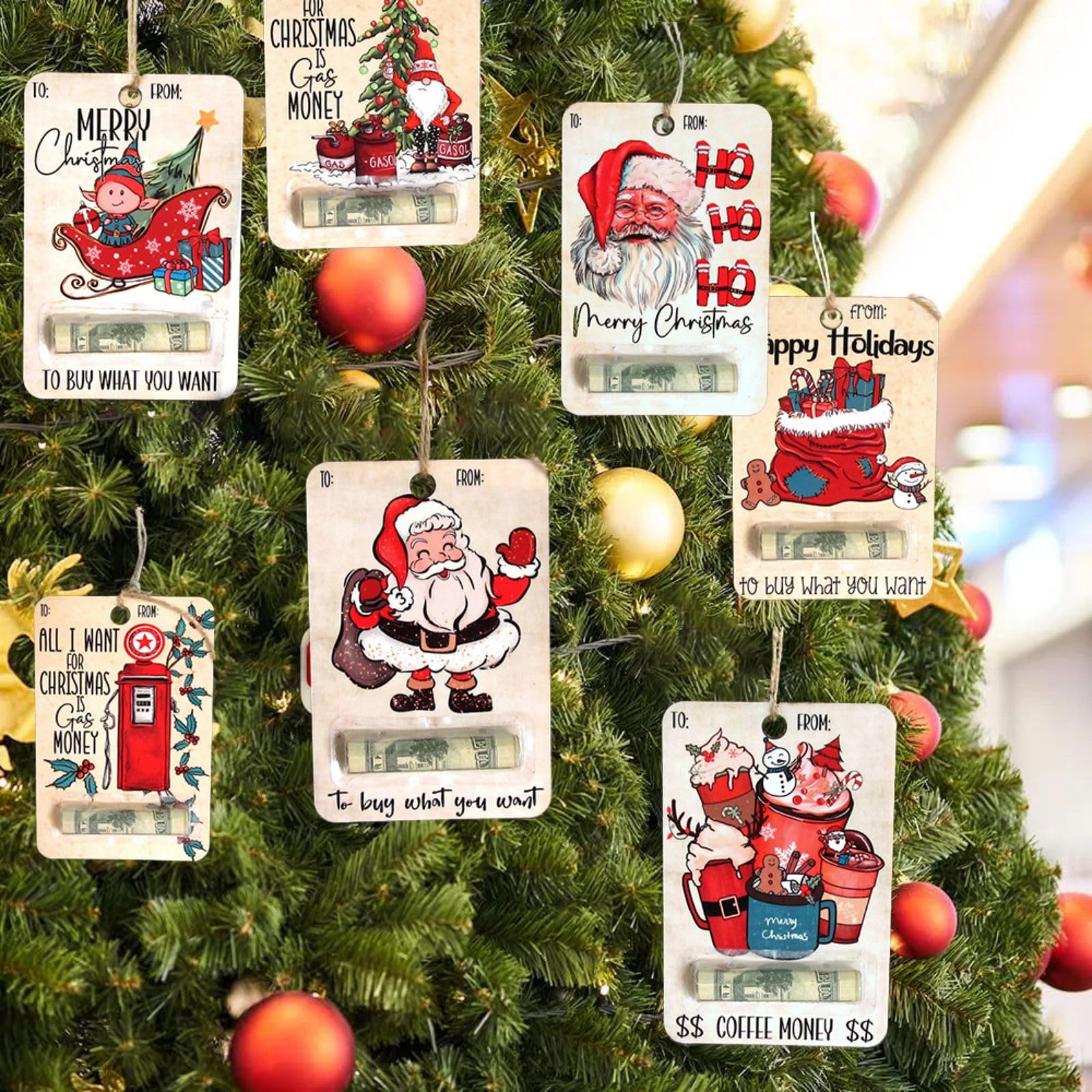 2024 Christmas Money Holder Gift - Funny Santa Wooden Cash Dispenser Wallet for DIY Holiday Parties | Perfect for Stocking Stuffers, Secret Santa & Christmas Gift Exchanges