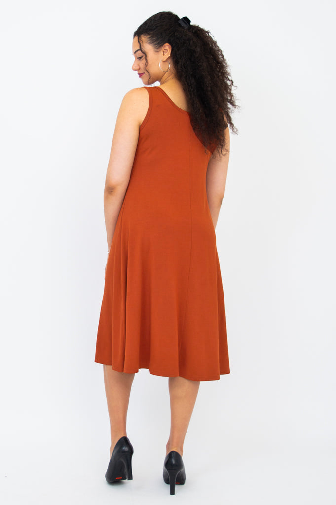 Becca Dress - Soft Bamboo Fabric in Elegant Copper Color - Perfect for Casual Outings, Summer Parties & Boho Fashion