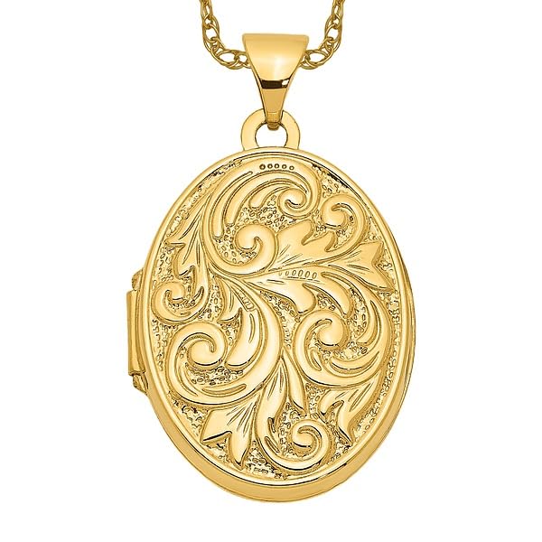 14K Solid Yellow Gold Personalized Photo Locket Necklace - 