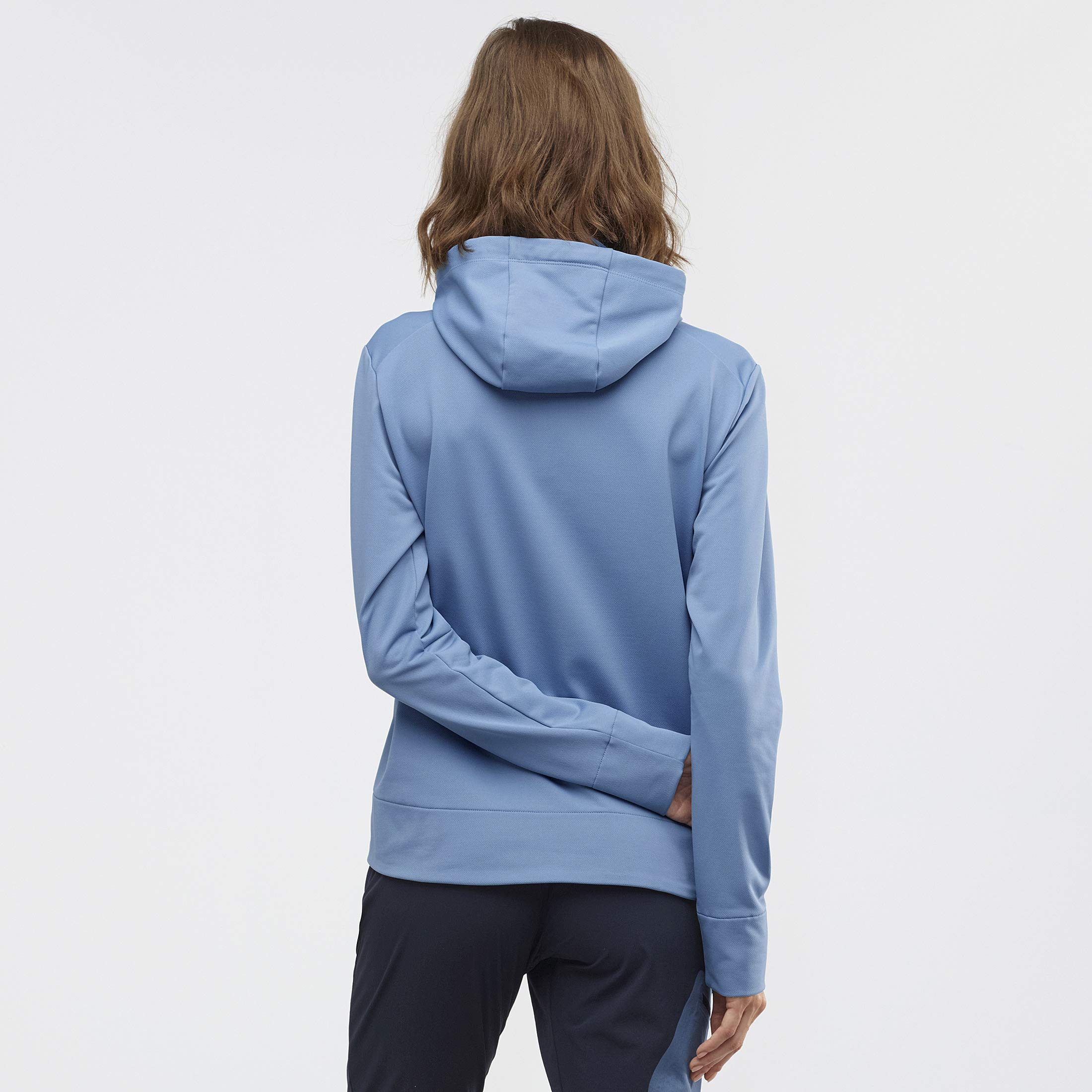 Salomon Women's Comet MID Hoodie - Lightweight Water-Resistant Fleece Jacket for Hiking & Outdoor Activities (Copen Blue, Size L)
