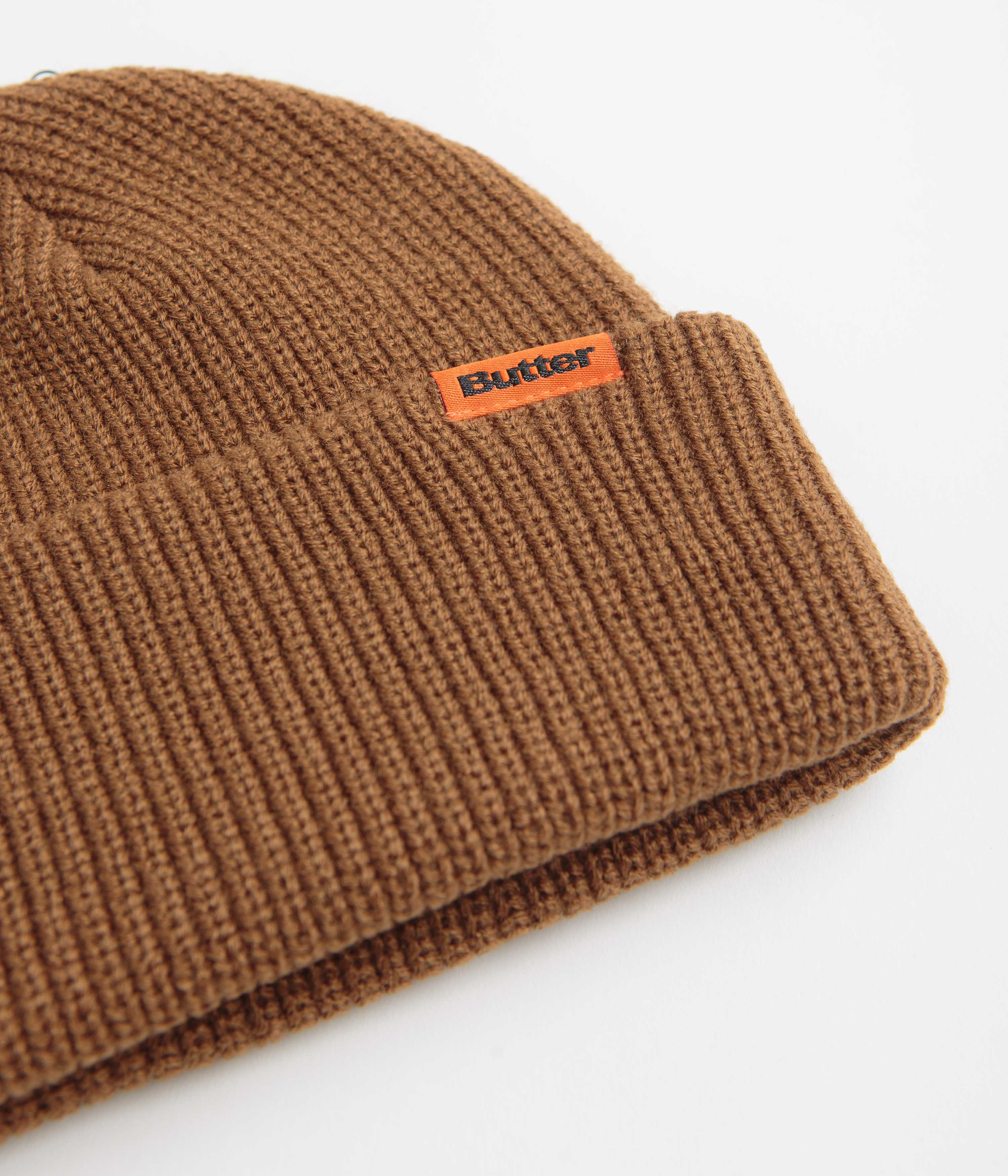 Butter Goods Tall Wharfie Beanie - Warm Winter Knit Hat for Men & Women - Oak Color - Perfect for Outdoor Activities, Skiing, and Cold Weather Fashion