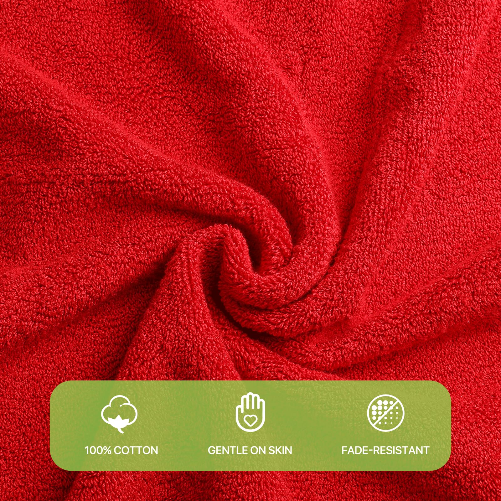 Magshion Extra Large Cotton Bath Sheets - Set of 2 Oversized Quick-Dry Bath Towels for Adults, Soft & Absorbent (Red) - Perfect for Spa, Beach & Luxury Bathroom Use