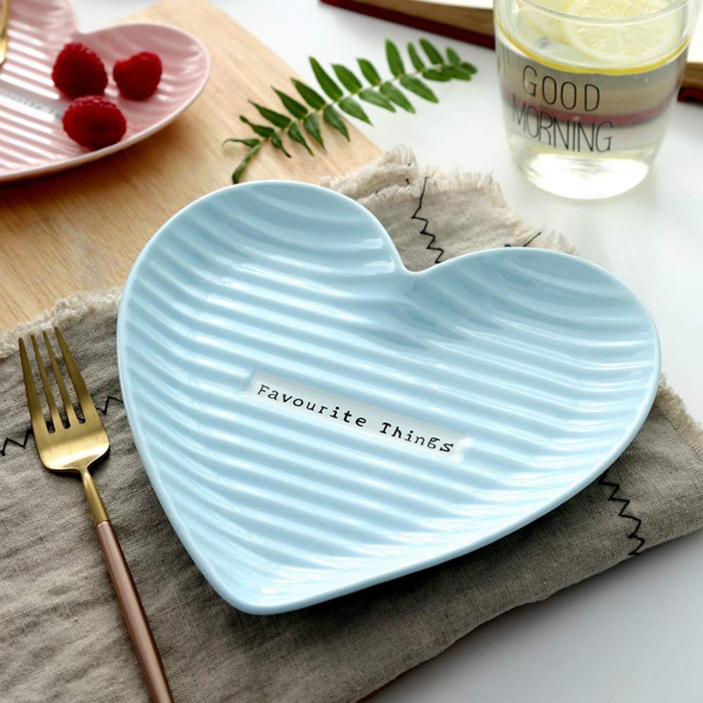 Elegant Blue Ceramic Heart-Shaped Plate 7.9 Inch - Perfect for Desserts, Salads, Kitchen Decor, Birthday Parties, Christmas Gifts & Wedding Dinner Tableware | Ideal for Romantic Dinners, Holiday Celebrations & Special Occasions
