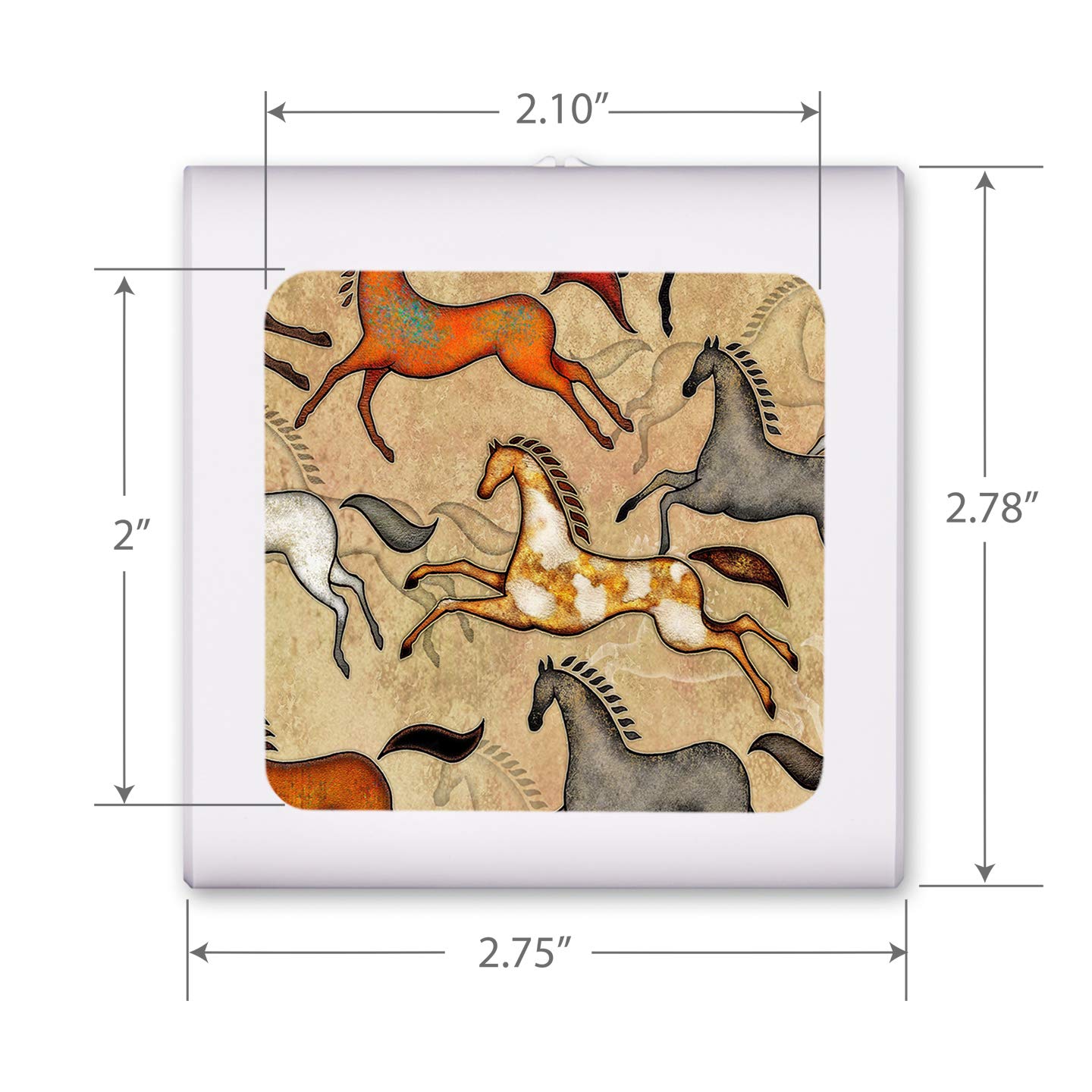 Dimmable LED Night Light with Auto On/Off Sensor - Adjustable Brightness Warm White Plug-in Nightlight for Bathroom, Hallway, Nursery & Bedrooms (Southwest Horses Design by Dan Morris) - Perfect for Safe Nighttime Navigation and Soothing Ambience