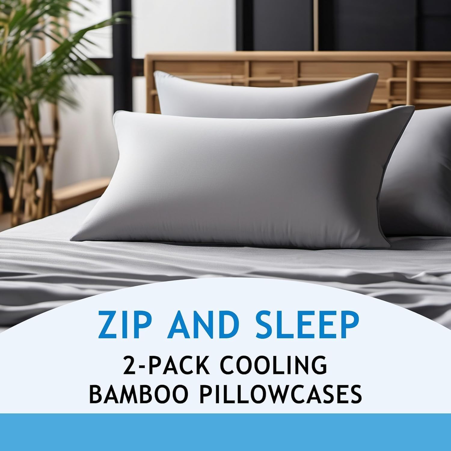 Cooling Bamboo Viscose Pillowcases for Hot Sleepers - Queen Size 30x20, 2 Pack White - Breathable & Moisture-Wicking Pillow Covers for Night Sweats, Menopause Relief - Silky Soft Zippered Pillow Cases by JoMo - Perfect for Summer Nights & Temperature Regulation