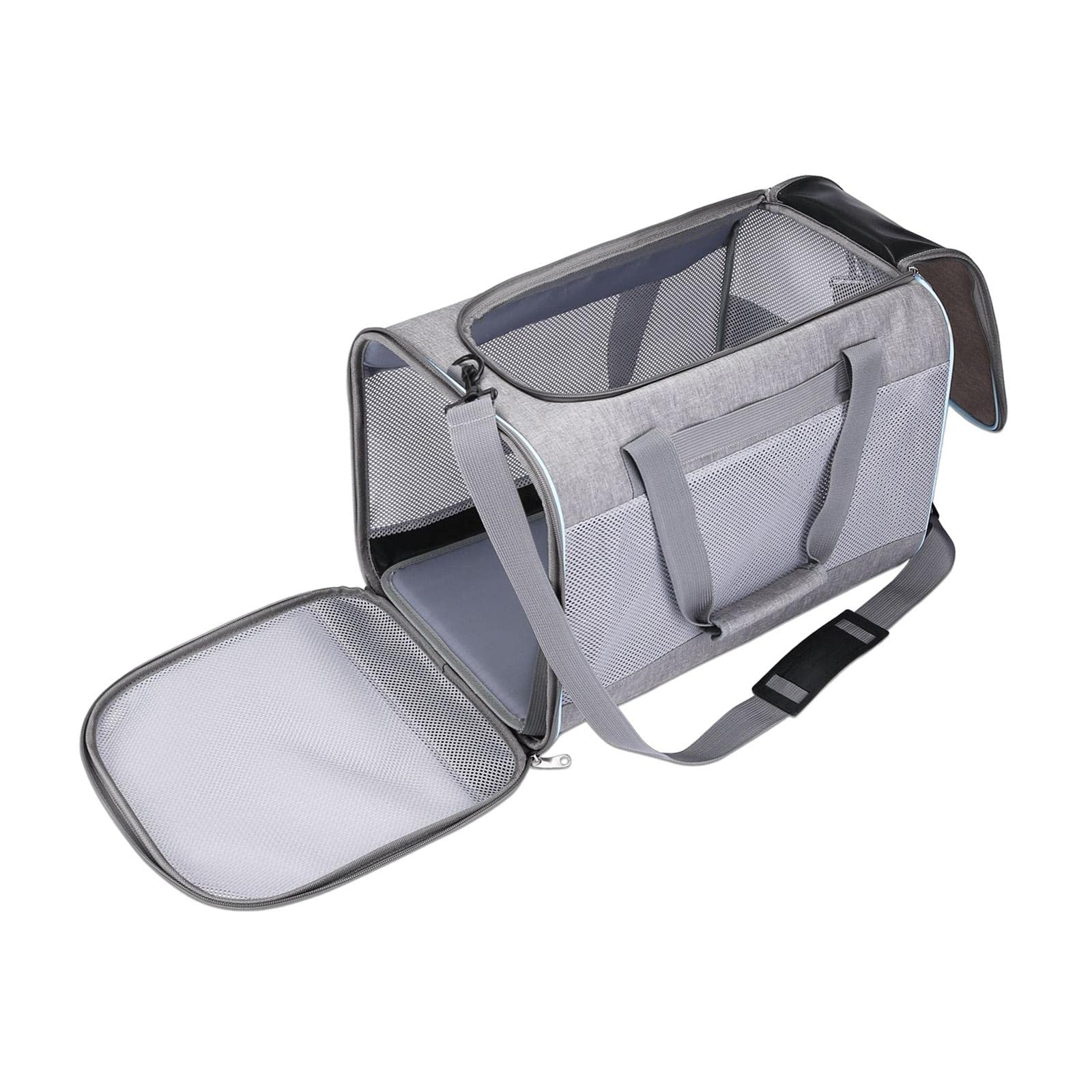 Enakshi Cat Carrier Bag with Shoulder Strap - Lightweight Kitten & Small Dog Carrier Purse in Gray | Pet Travel Carrier for Vet Visits, Airplane & Car Rides | Durable Pet Supplies for Cats & Small Dogs