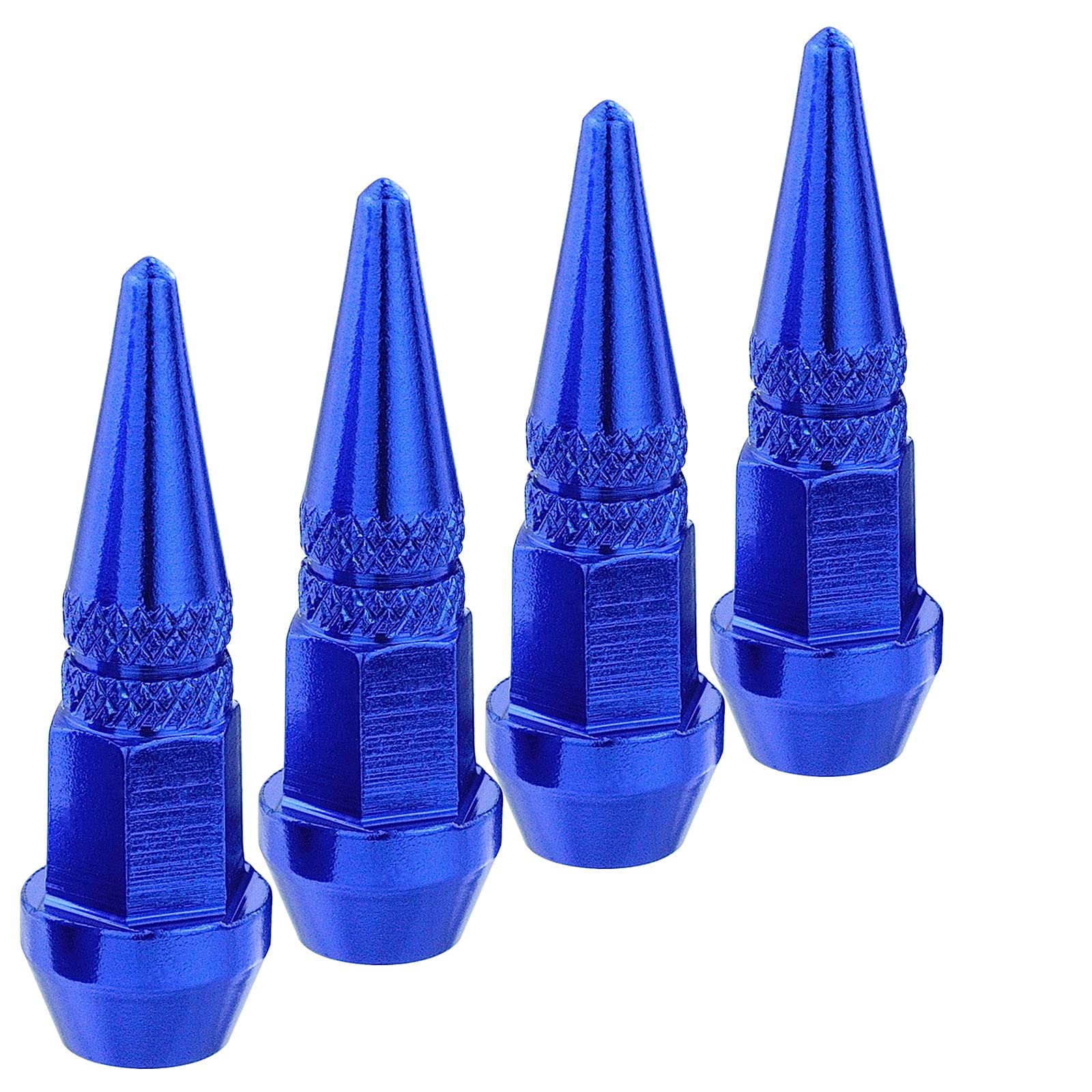 Lunsom Metal Tire Valve Caps - 4PCS Blue for Car, Motorcycle & Bike - Durable Air Pressure Covers for Road Trips & Commuting