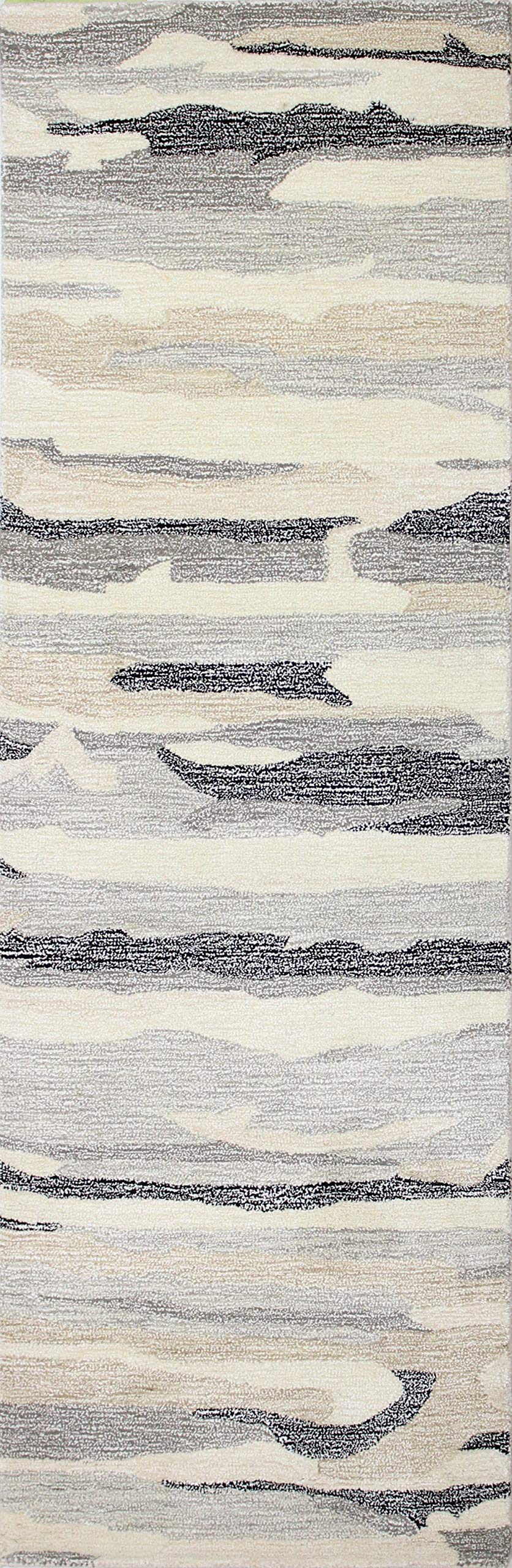 Bashian Collection 5' x 7.6' Ivory/Black Luxury Hand Tufted Wool & Viscose Area Rug - Soft Living Room Rug, Durable Entryway Runner, Elegant Home Decor for Bedroom, Dining Room & Office Spaces