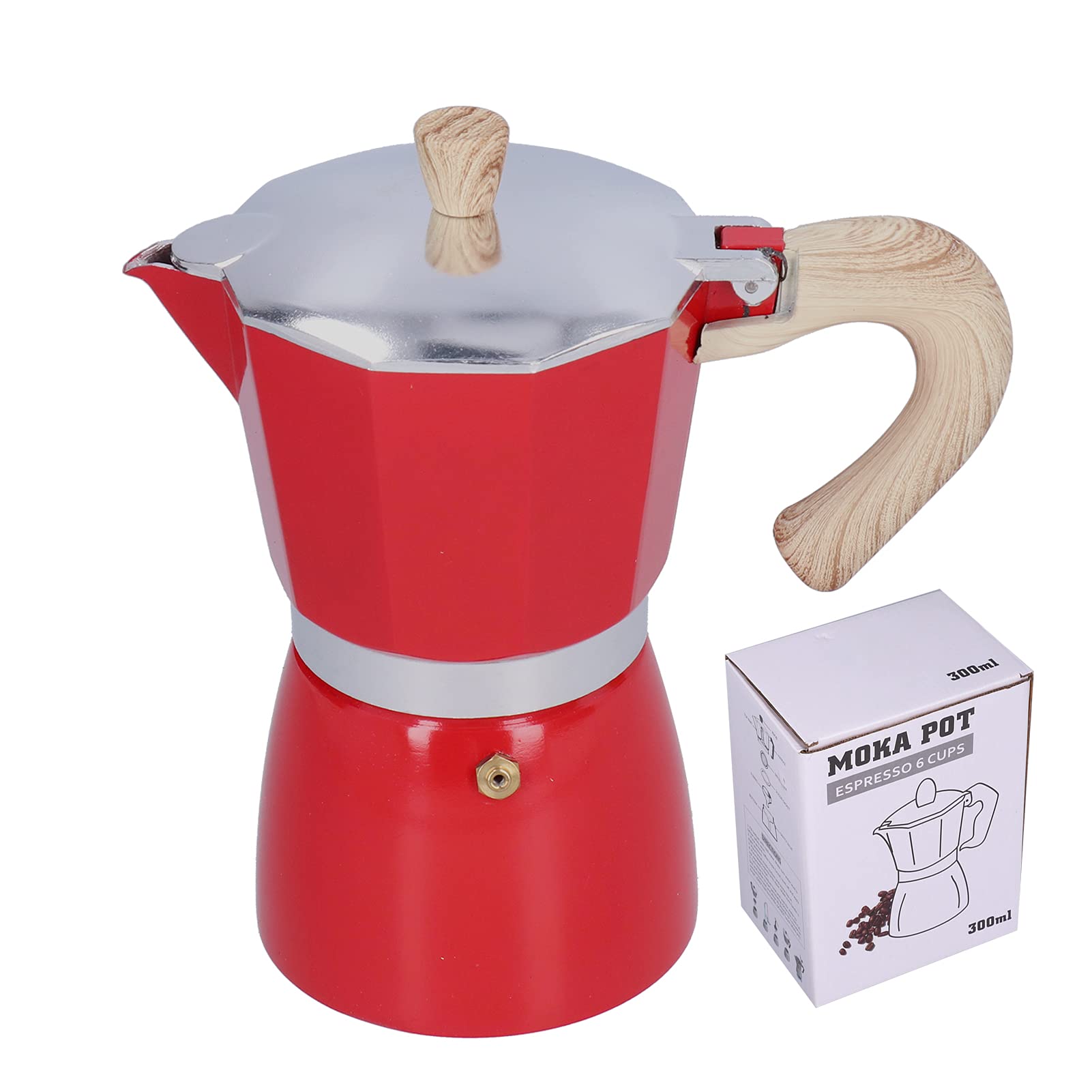 Premium Aluminum Alloy Coffee Maker with Comfortable Grip - Heat Resistant Drip Coffee Pot for Home & Office Use (Red) - Perfect for Morning Brews, Afternoon Pick-Me-Ups & Entertaining Guests