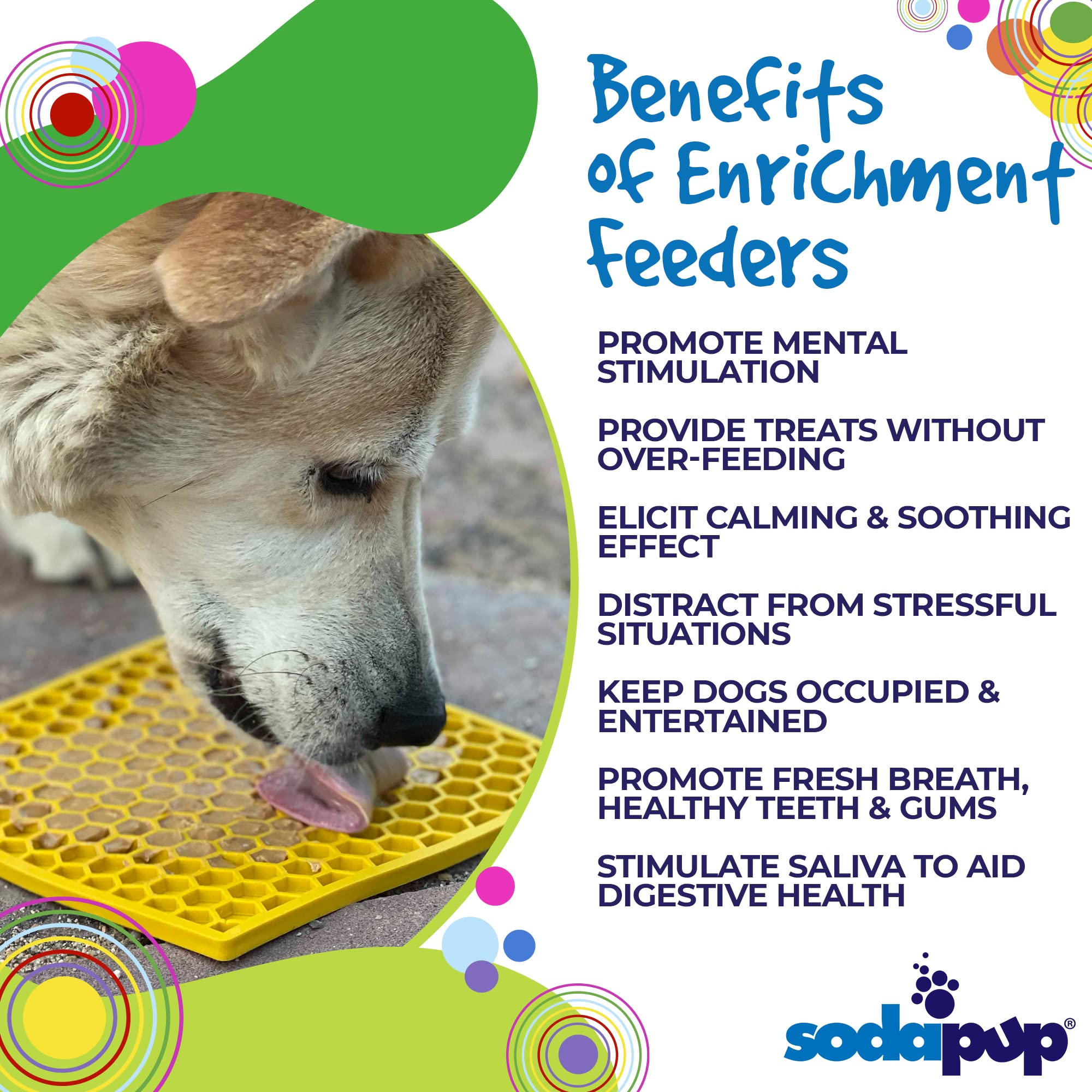 SodaPup Honeycomb Lick Mat for Dogs - Non-Toxic Pet Feeder Made in USA | Slow Feeding Mat for Mental Stimulation, Anxiety Relief & Digestive Health | Perfect for Bath Time, Grooming & Mealtime Distraction