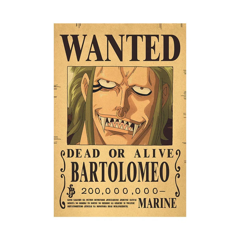 One Piece Bounty Wanted Sticker Posters - Anime Wall Decor for Bedroom, Office & Game Room - Perfect for Fans & Collectors