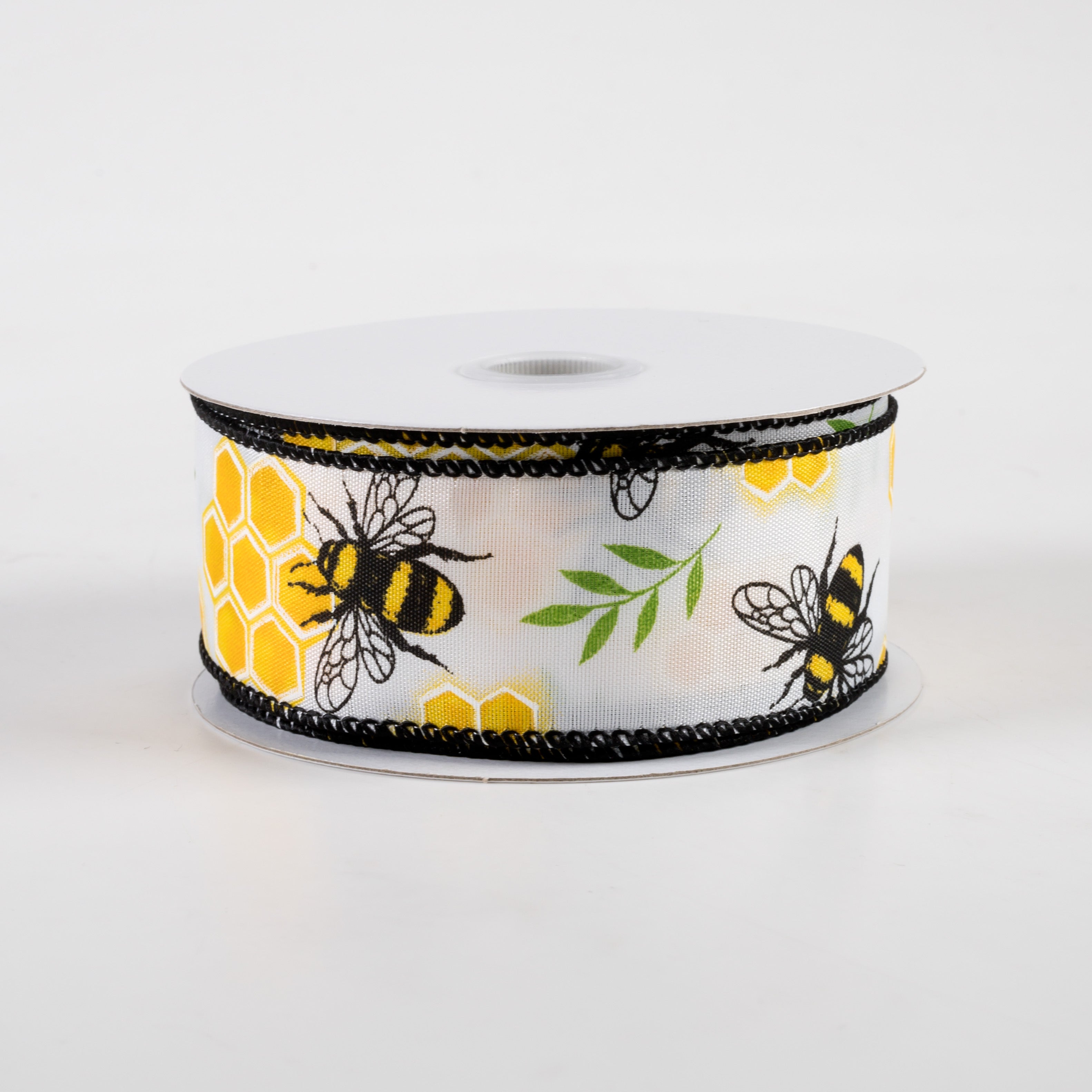 1.5 Inch Honeycomb Bee Pattern Satin Ribbon - 10 Yards for DIY Crafts, Gift Wrapping, Wedding Decorations & Scrapbooking