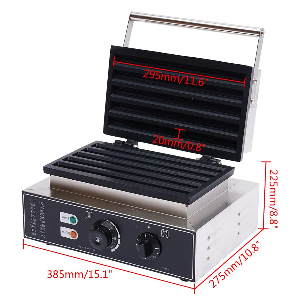 LOYALHEARTDY Commercial 5-Slice Spanish Churro Maker Machine - Stainless Steel Waffle Maker for Home, Restaurants & Bakeries - 110V 1550W Electric Snack Maker - Perfect for Churros, Waffles & Dessert Shops