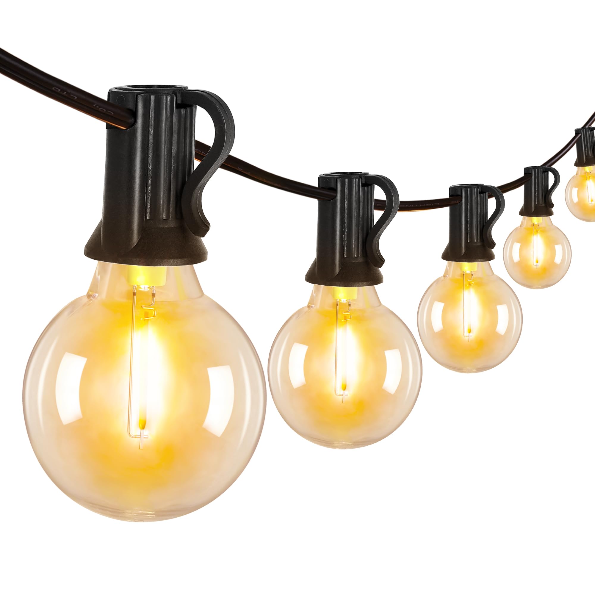 25Ft G40 String Lights - 13 Bulbs (1 Spare) Waterproof Shatterproof Connectable Outdoor Patio Lights for Backyard, Porch, Balcony, Garden, Deck - Perfect for Weddings, Parties & Holiday Decorations