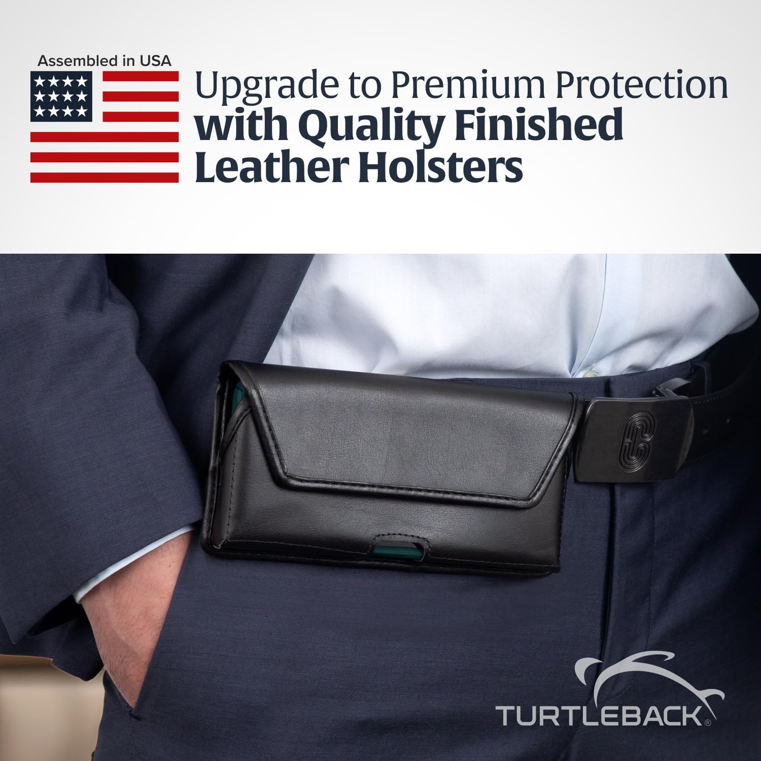 Premium Leather Phone Holster for iPhone 14/14 Pro/13/13 Pro/12/12 Pro - Black Belt Clip Pouch Compatible with Slim Cases | Durable Leather Phone Holder for Work, Hiking & Outdoor Activities