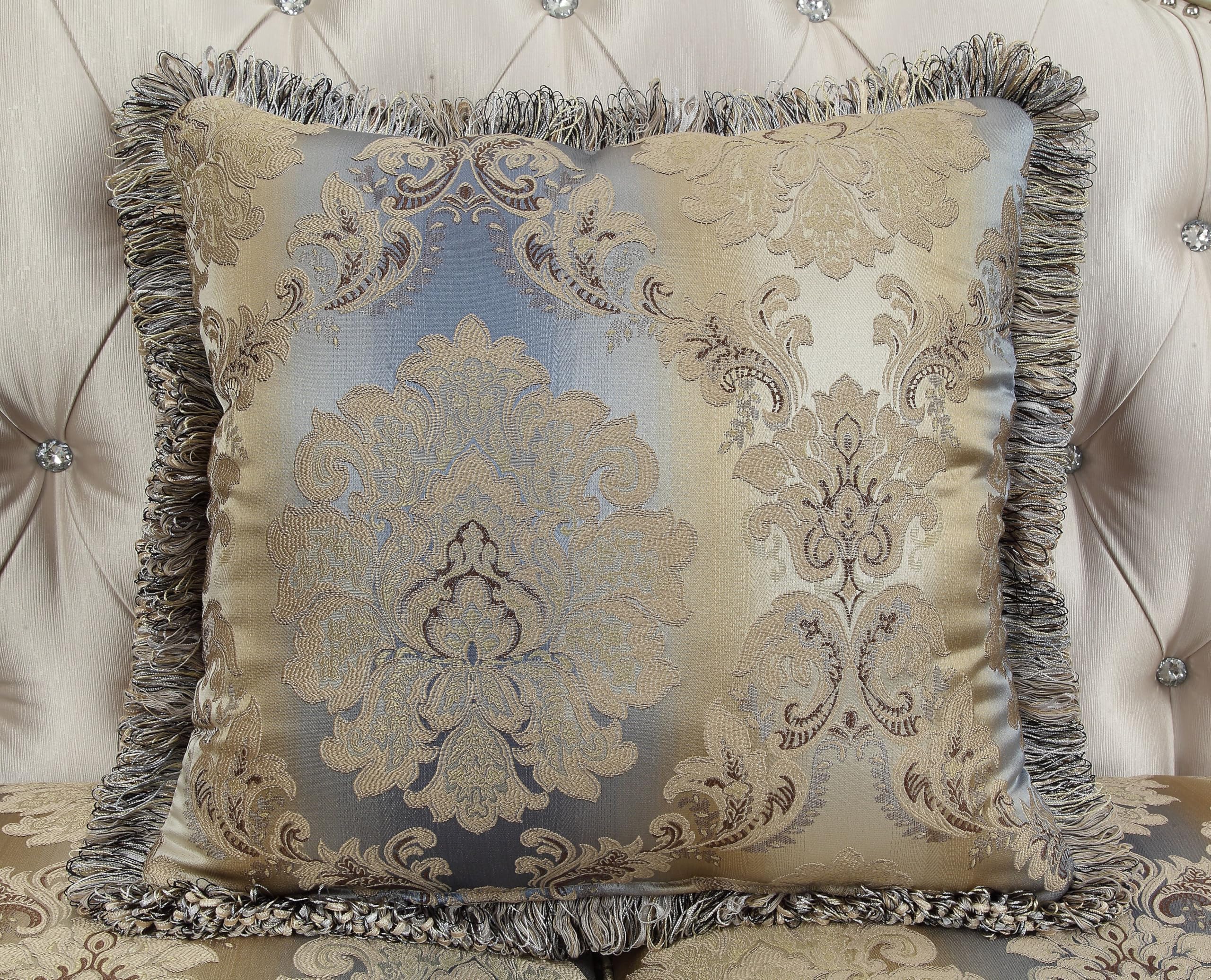 Acme Gorsedd Cream Fabric Sofa with Pillows - Living Room Luxury