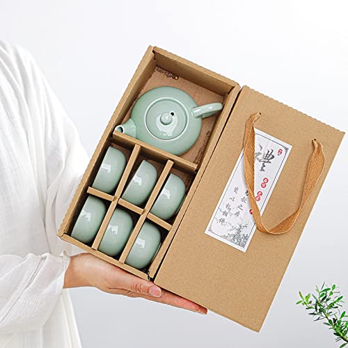Premium Chinese Gongfu Porcelain Tea Set - Elegant Glass Teapot with Ceramic Cups, Matcha Whisk & Travel-Friendly Teaware | Perfect for Home Ceremonies, Kitchen Use & Asian Tea Culture Enthusiasts