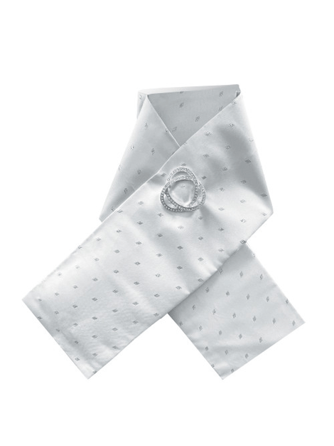 Equetech Ready Tied Stock Tie - White with Metallic Diamonds | Elegant Equestrian Accessory for Horse Shows & Formal Events