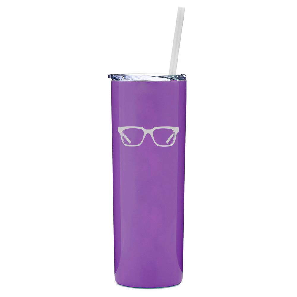 20 oz Skinny Tall Stainless Steel Vacuum Insulated Tumbler with Straw - Leakproof Travel Mug for Coffee, Tea & Cold Drinks - Perfect for Office, Gym & Outdoor Activities (Purple)