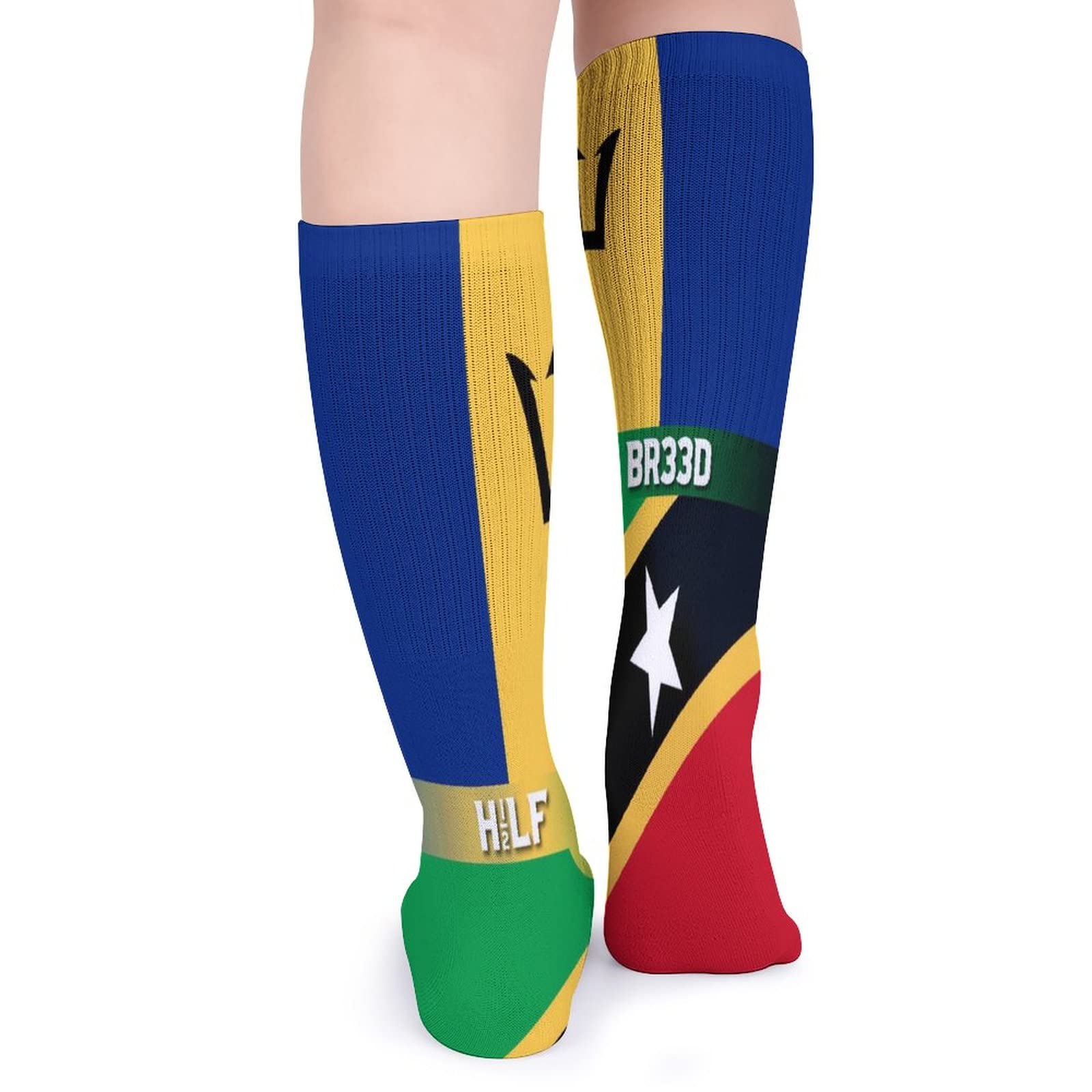 Barbados & St. Kitts Flag Design Moisture-Wicking Breathable Athletic Socks for Men & Women - 5 Pairs Pack - Perfect for Running, Gym Workouts & Casual Wear
