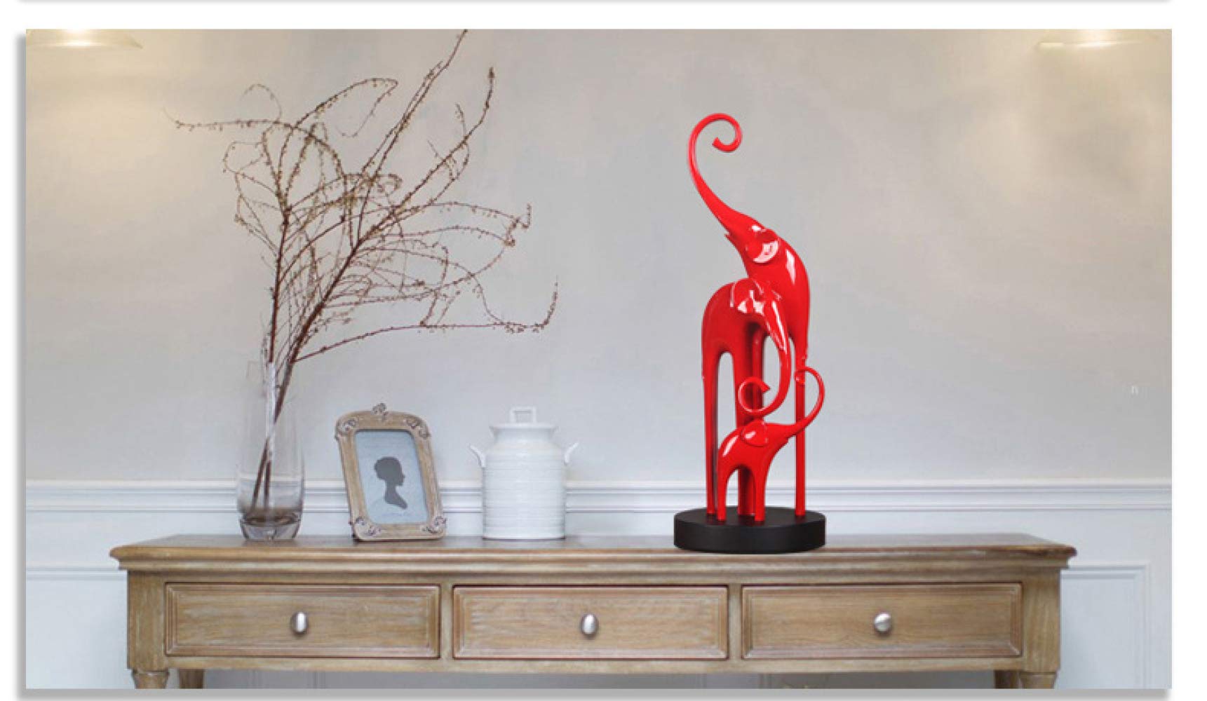 Happy Family of Three Elephant Statue - Handcrafted Resin Home Decor for Living Room, Feng Shui Gift for Housewarming & Wedding - Perfect for Shelf, Mantel & Office Desk Decor