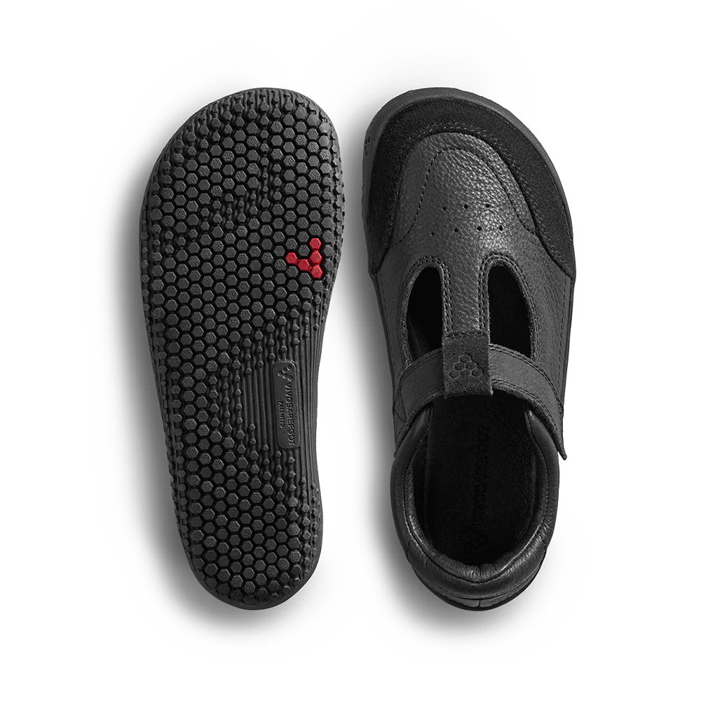 Vivobarefoot Gobi T.Bar Kids School Shoes - Lightweight Barefoot Shoes for Boys & Girls - Obsidian Black - Perfect for School, Playground & Outdoor Activities