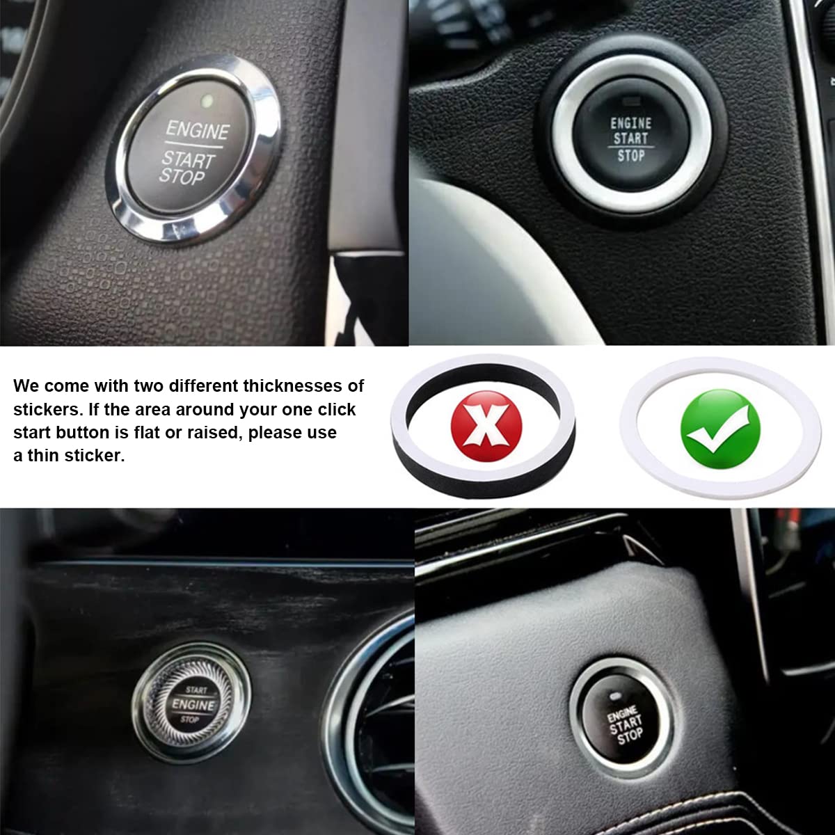 Bling Crystal Car Engine Start Stop Button Decoration Ring - 2 PCS Rhinestone Push Start Stickers for Auto Interior Decor, Little Devil Sparkly Accessories (Pink) | Perfect for Car Customization, Gift Giving & Vehicle Aesthetic Enhancement