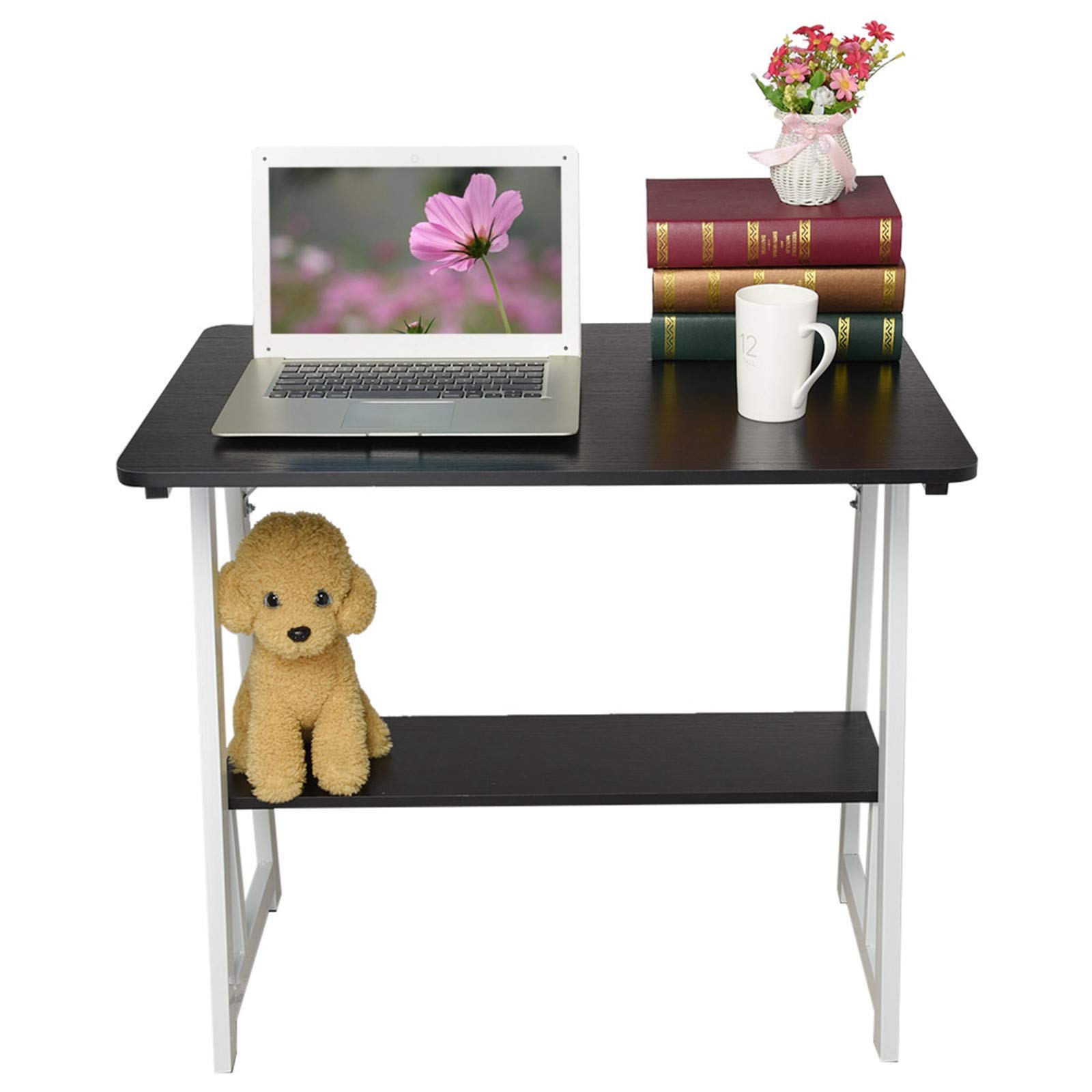 Premium Small Desk with Shelves - 31.5×19.7 Inch Compact Study Desk, Computer Desk & Bookshelf for Dorm Room, Home Office & Small Spaces | Perfect for Studying, Working & Organizing