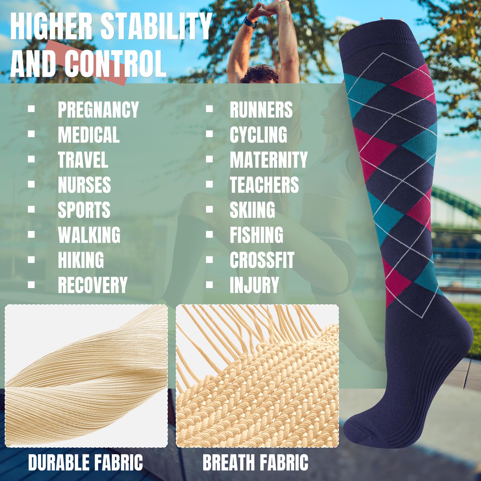 Bropite 8 Pairs Compression Socks for Women & Men (20-30 mmHg) - Best for Running, Nursing, Travel, Yoga - Improve Blood Circulation & Reduce Swelling - Perfect for Athletes, Nurses & Frequent Flyers