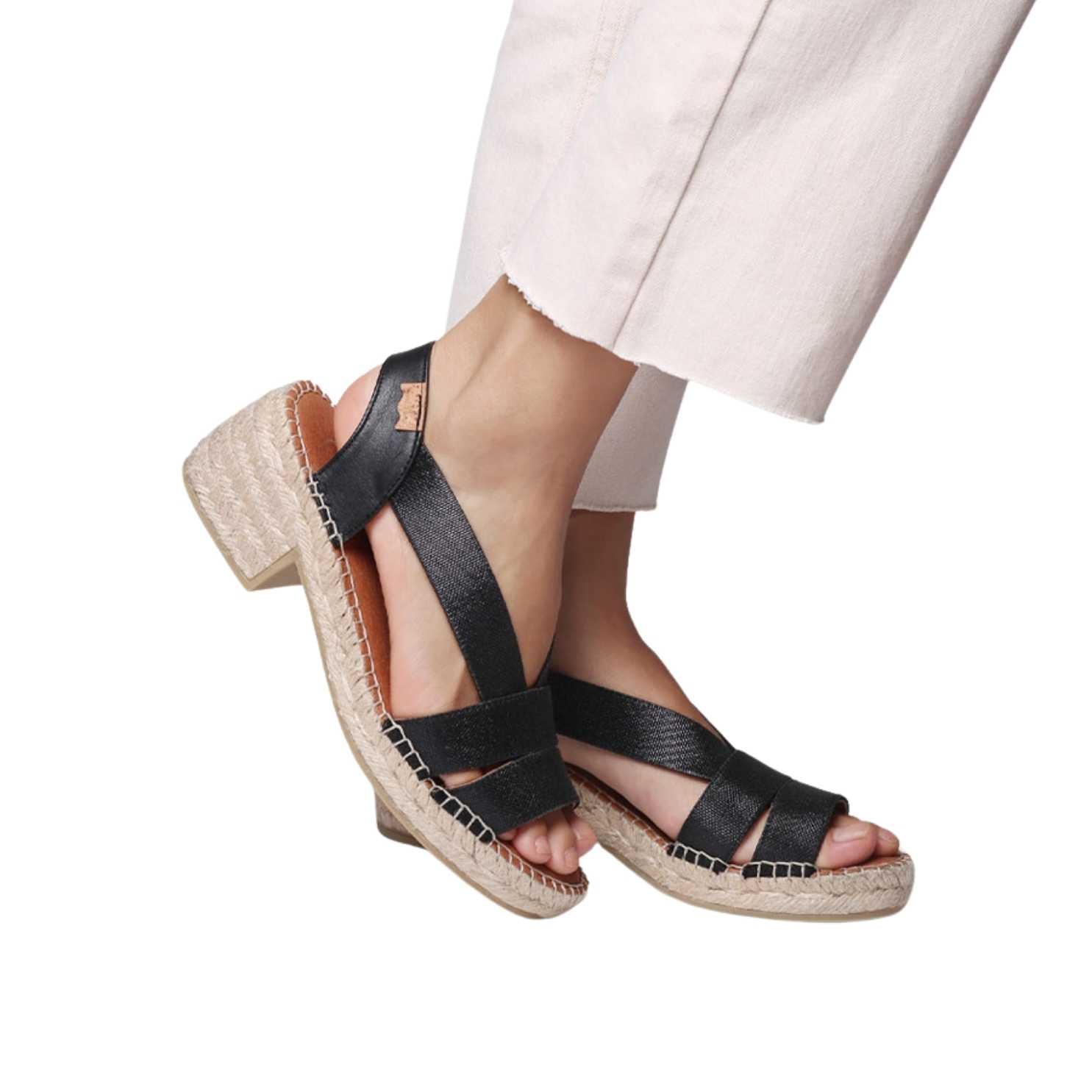 Women's Open Toe Metallic Espadrille Sandals with Wide Heel - Comfortable Summer Wedges for Beach, Party & Casual Wear