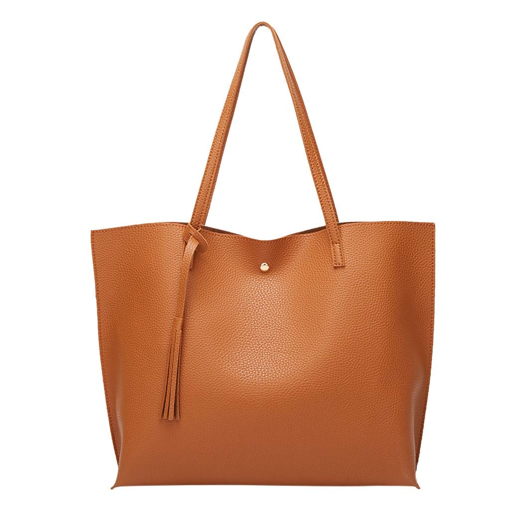 Stylish Brown Top Handle Tote Bag for Women - Large Capacity Fringe Shoulder Handbag, Perfect for Shopping, Work & Travel
