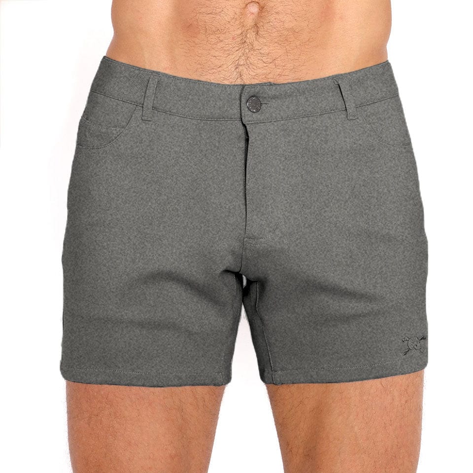 Custom Logo Knit Stretch Shorts for Men & Women - Heather Grey Comfort Fit Casual Wear | Perfect for Gym, Lounge & Everyday Activities