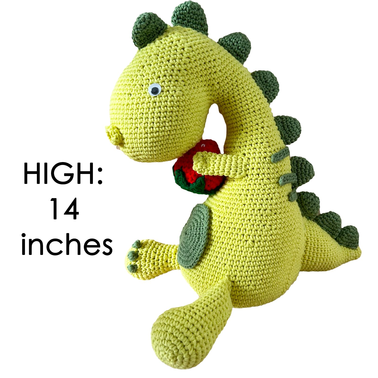 Handmade Crochet Dinosaur Doll - Emotional Support Gift for Birthday & Christmas - Party Decor