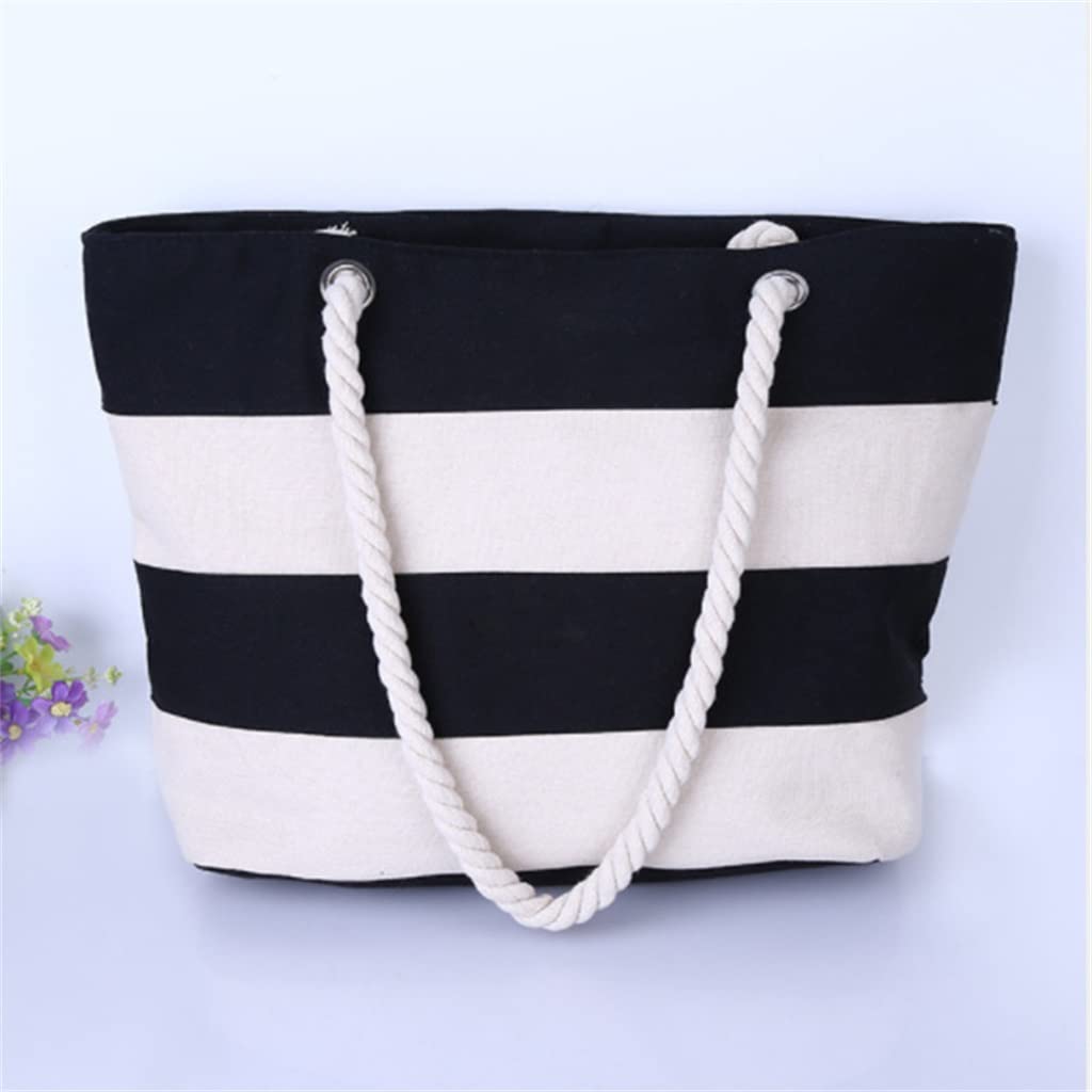Stylish Women's Canvas Tote Bag - Large Capacity Striped Shoulder Bag for Shopping, Beach & Daily Use | Durable Casual Handbag for Women | Perfect for Work, Travel & Outings (Color: A, Size: 1pc)
