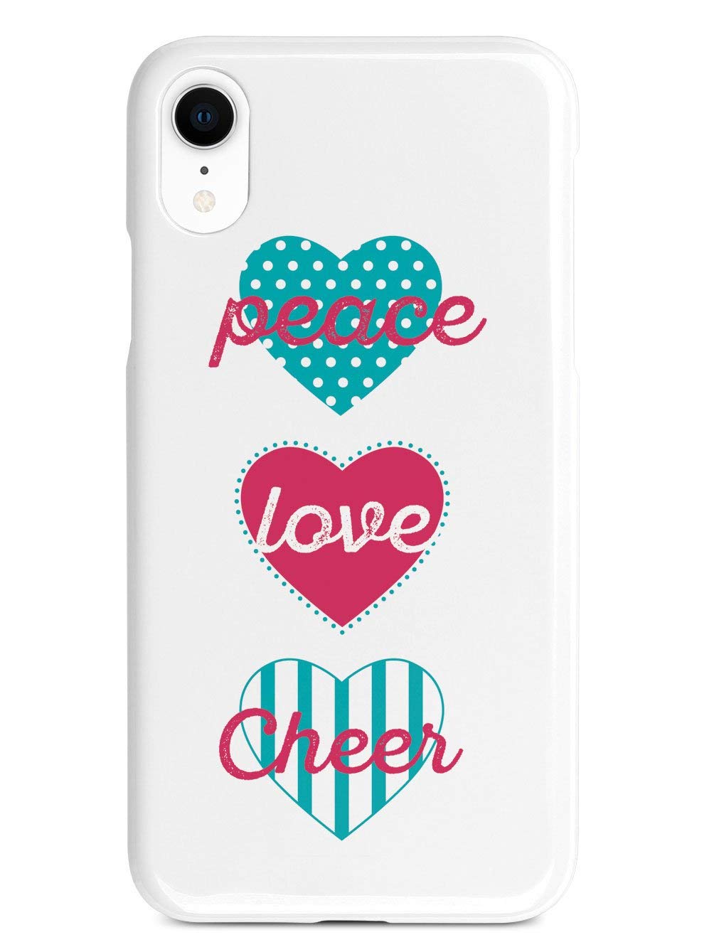 Inspired Cases - Premium 3D Textured Protective Phone Case Compatible with Apple iPhone XR - Shockproof & Anti-Scratch Cover (Peace Love Cheer Design) - Perfect for Daily Use, Travel & Outdoor Activities