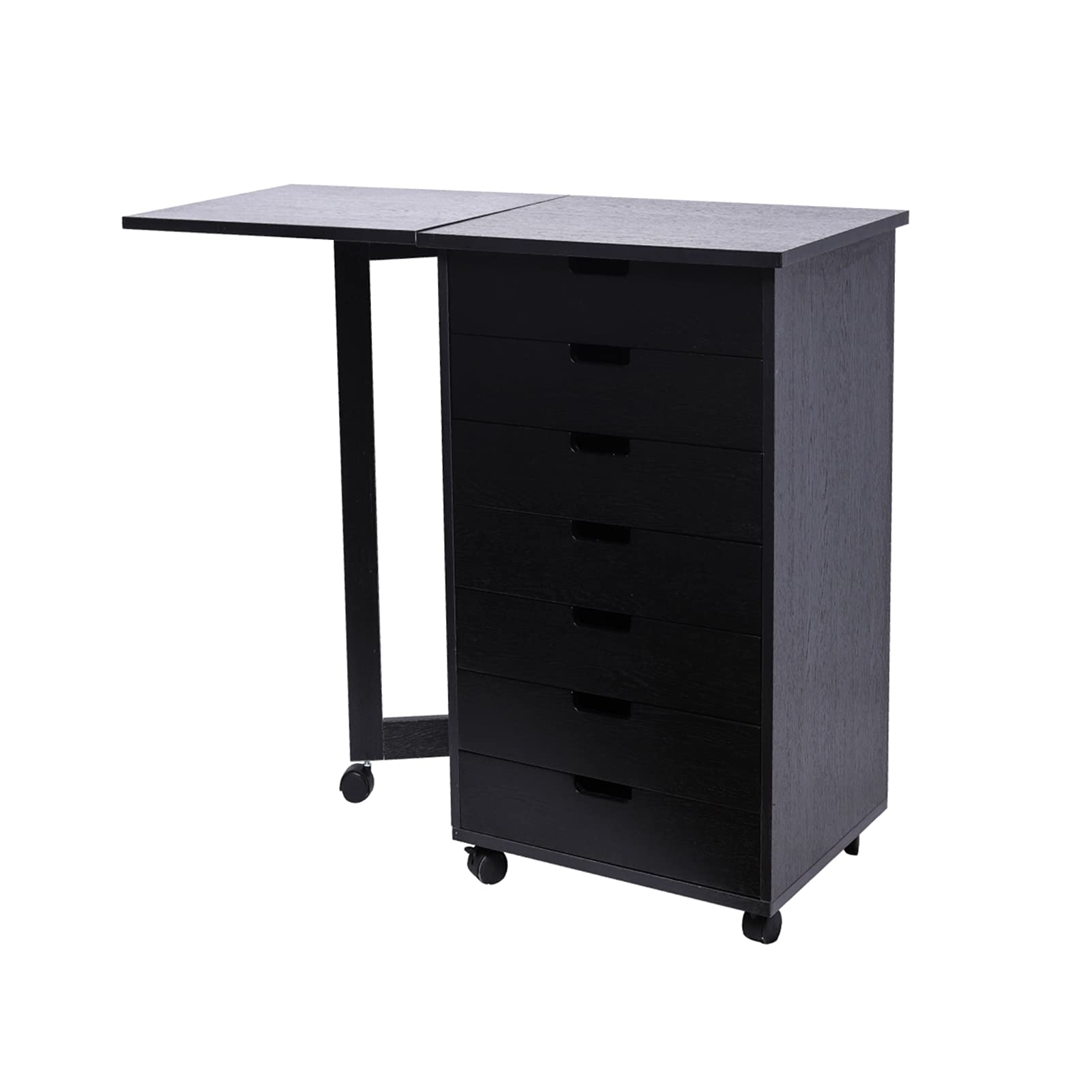 LIYUEUS 7-Drawer Mobile Vertical Wooden Filing Cabinet with Wheels - Letter/A4 Size Rolling Storage Organizer for Office, Home, or Classroom (Black) - Perfect for Document Storage, Office Organization, and Workspace Efficiency