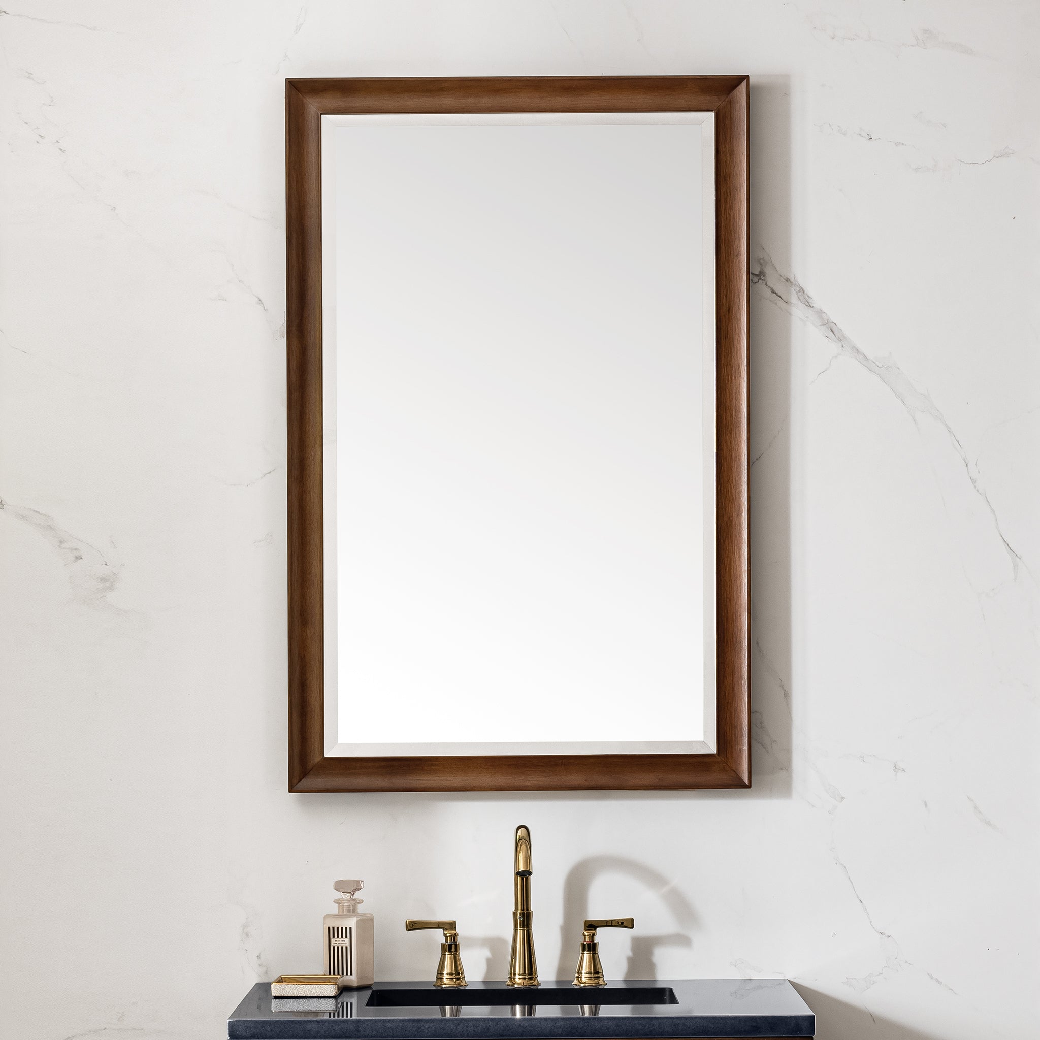 Glenbrooke 26-Inch Mid Century Modern Walnut Wall Mirror - Elegant Home Decor for Living Room, Bedroom & Entryway
