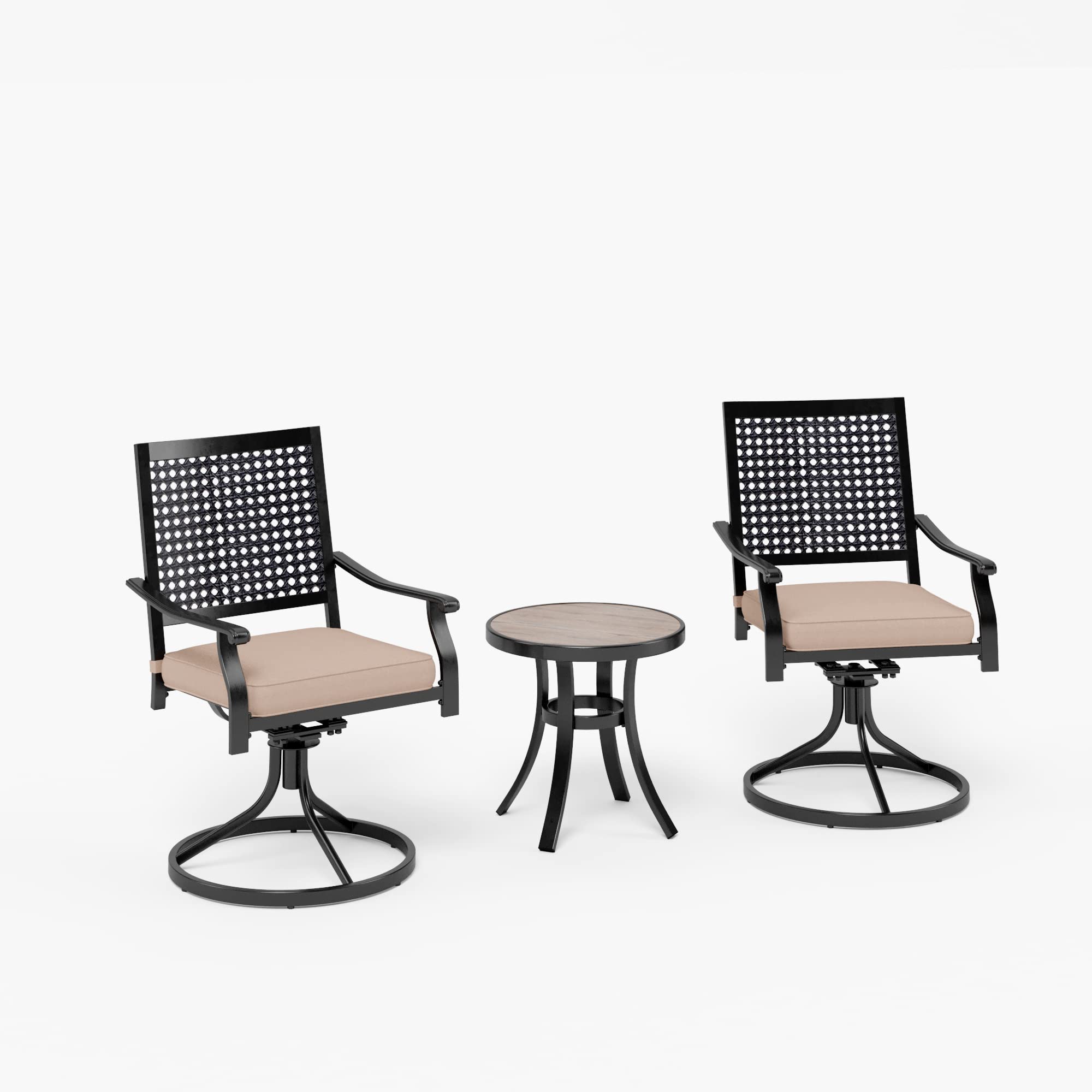 Sophia & William 3-Piece Patio Bistro Set - 2 Swivel Metal Chairs & Round Side Table for Outdoor, Garden, Balcony, Backyard | Perfect for Coffee Break, Relaxing & Small Space Dining