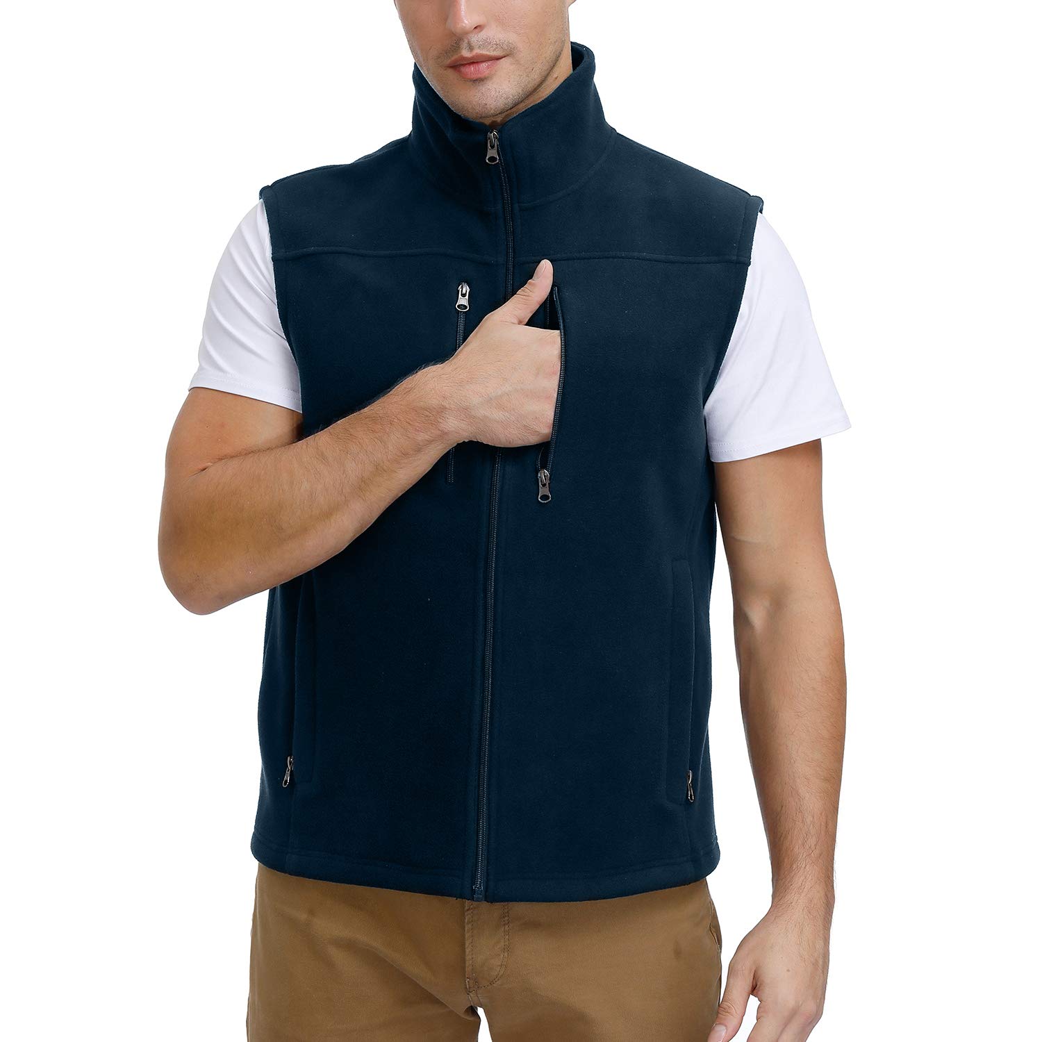 MOHEEN Men's Fleece Vest - Lightweight Full Zip Softshell Sleeveless Jacket with Pockets for Outdoor Hiking, Camping & Casual Wear