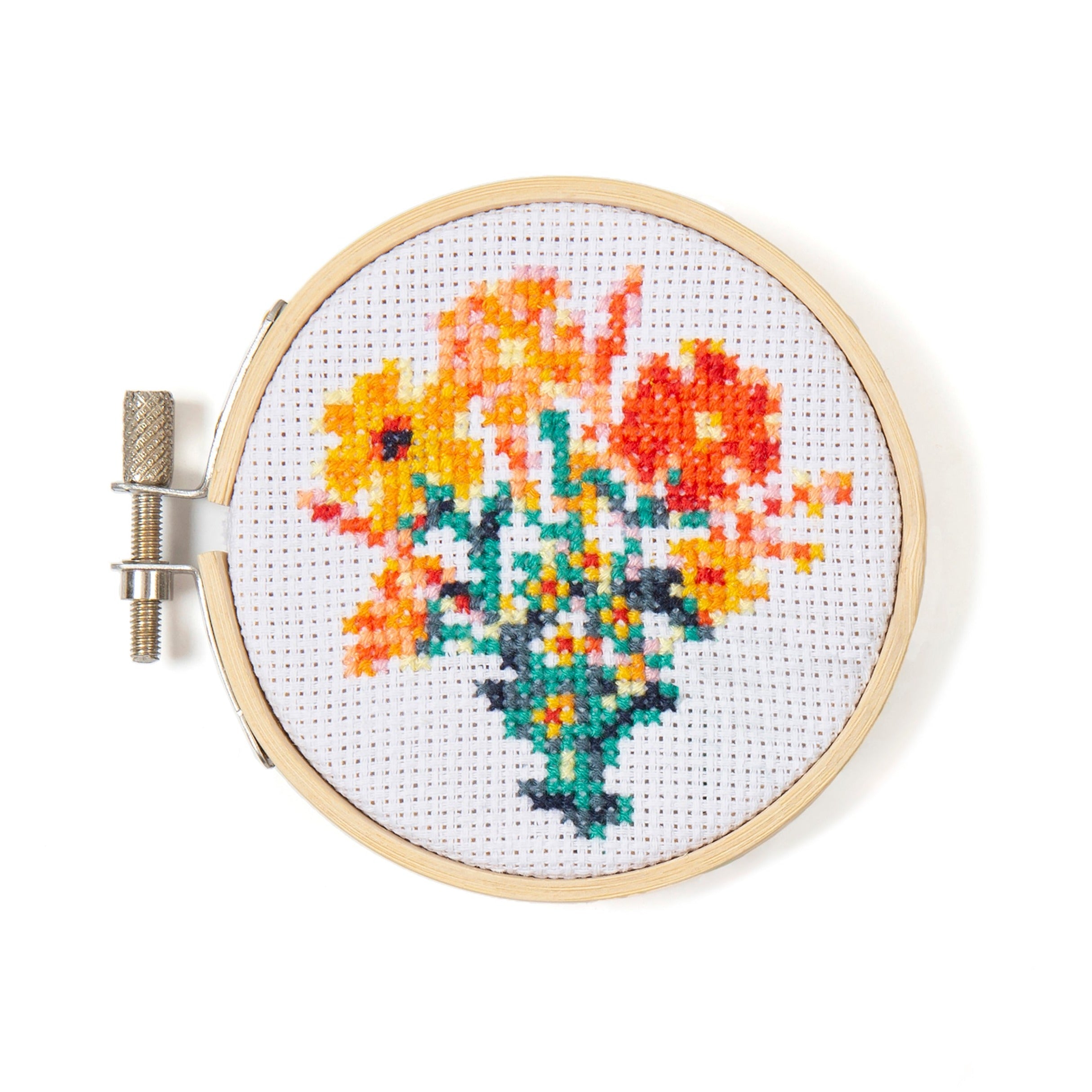 Mini Cross Stitch Embroidery Kit with Flowers - DIY Handmade Craft for Beginners - Perfect for Home Decor, Gifts & Relaxation