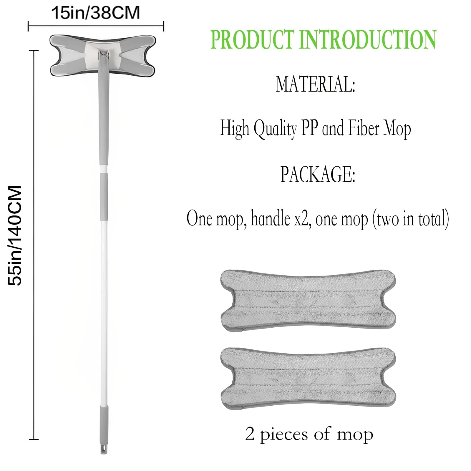 Premium Microfiber Spin Mop with Easy Squeeze Mechanism - Ideal for Hardwood, Tile, Laminate & Marble Floors - Includes 2 Washable Gray Replacement Pads - Perfect for Kitchen, Bathroom & Household Cleaning