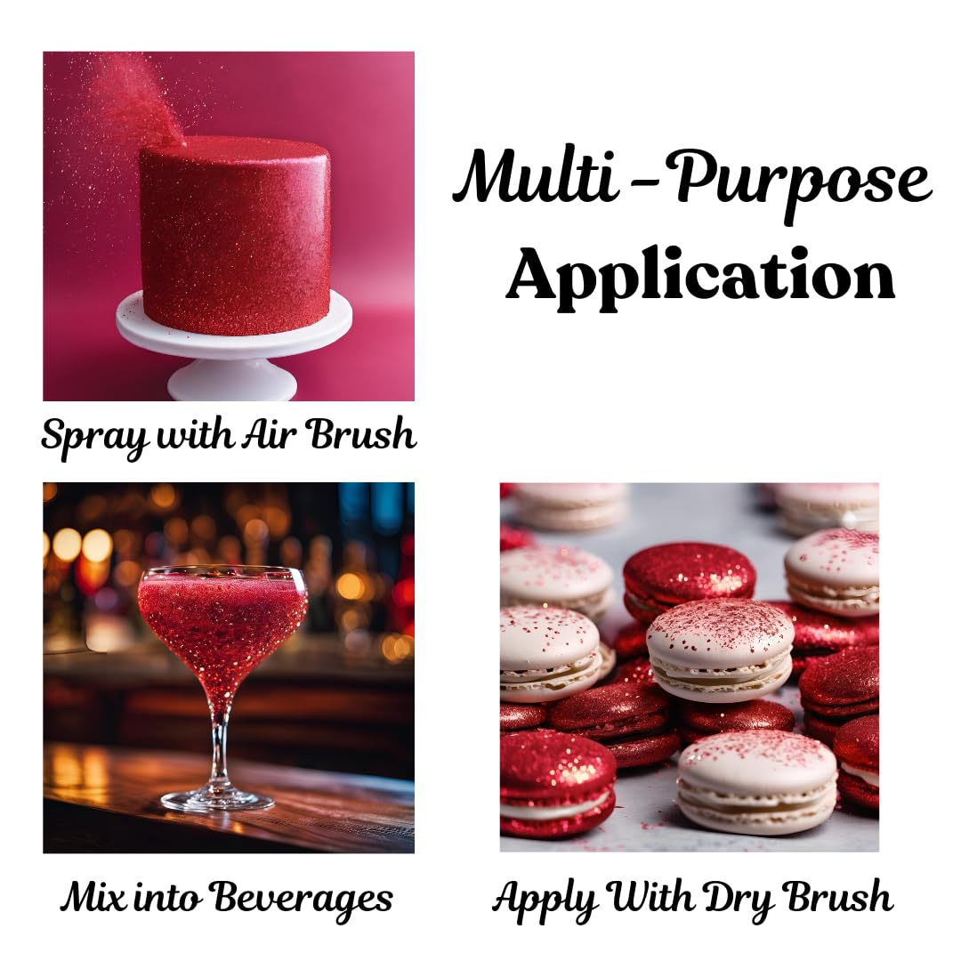 BULK (10g) Red Edible Glitter for Cakes, Drinks & Cocktails - 100% Food Safe Vegan Gluten-Free Cake Decorations | Perfect for Birthday Parties, Wedding Cakes & DIY Dessert Decorating