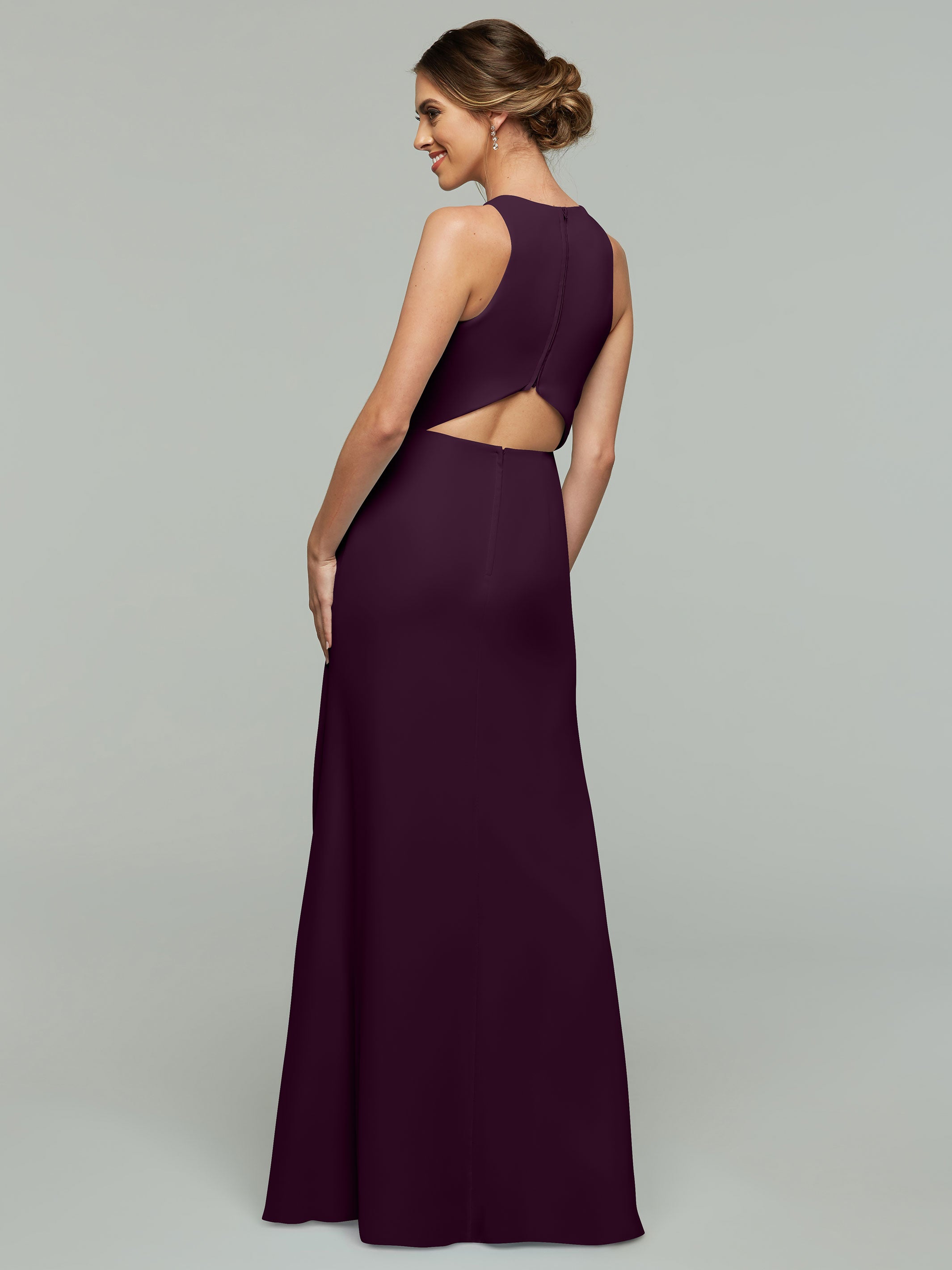 Elegant 80175 Chiffon A-Line Bridesmaid Dress with Plunging Halter Neckline - Perfect for Weddings, Formal Events & Special Occasions