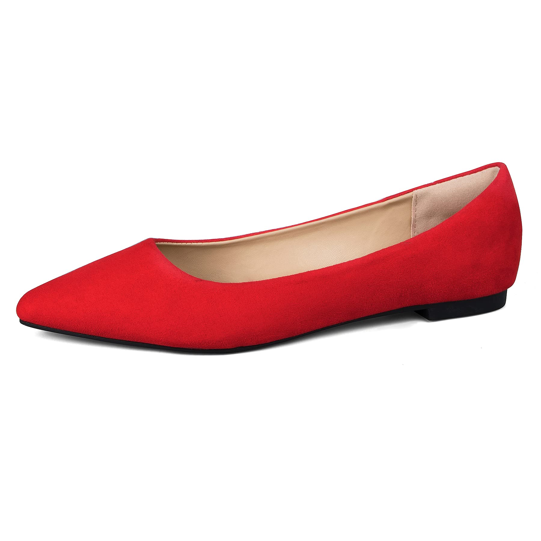 Mysoft Women's Pointed Toe Ballet Flats - Slip On Dress Shoes with Comfort Heel Protection for Work, Office & Wedding Occasions